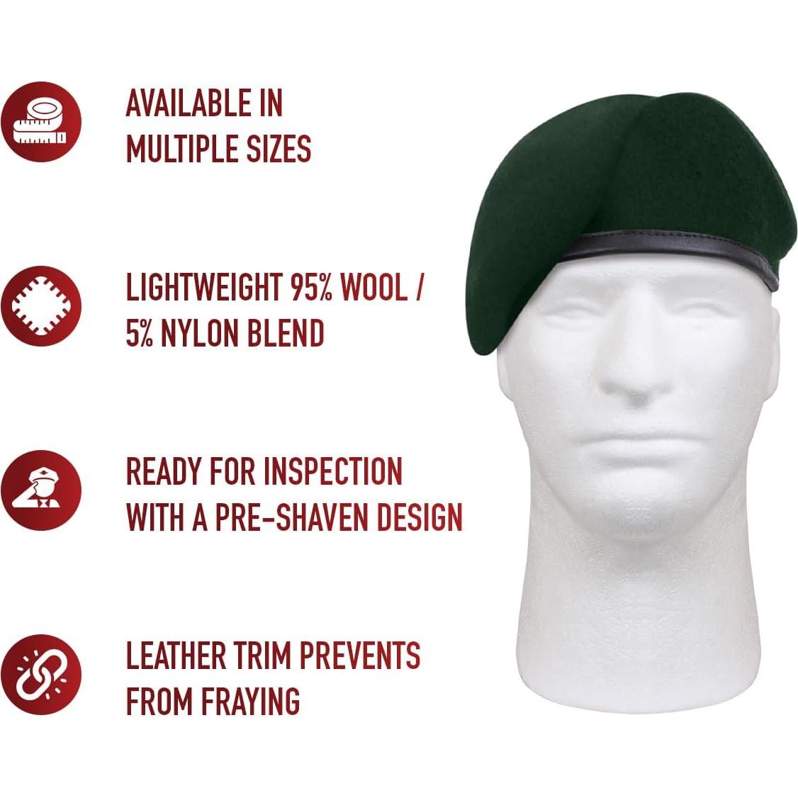 Boina Rothco para Inspección Pre-Afeitada Verde 19.7 cm