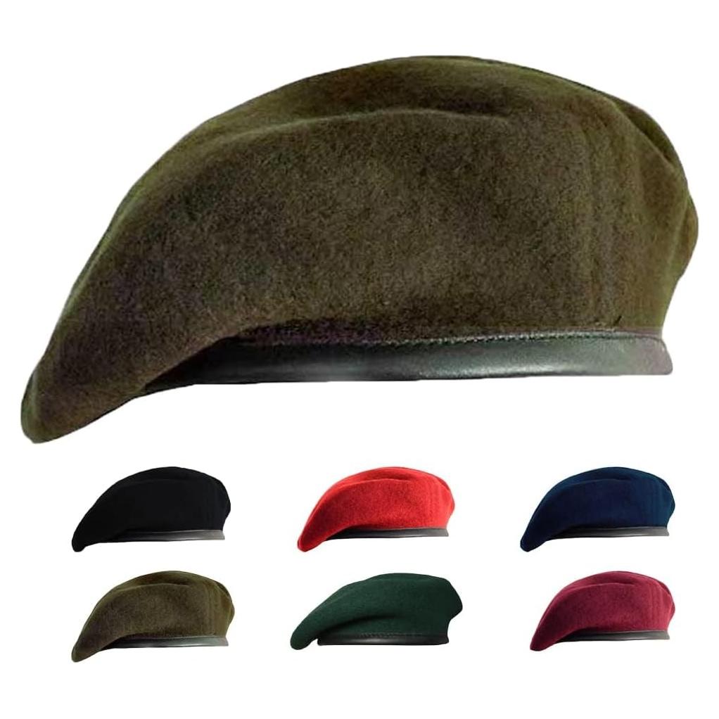 Boina Militar Gajaous para Hombre y Mujer - 100% Lana, Talla Única, Color Verde