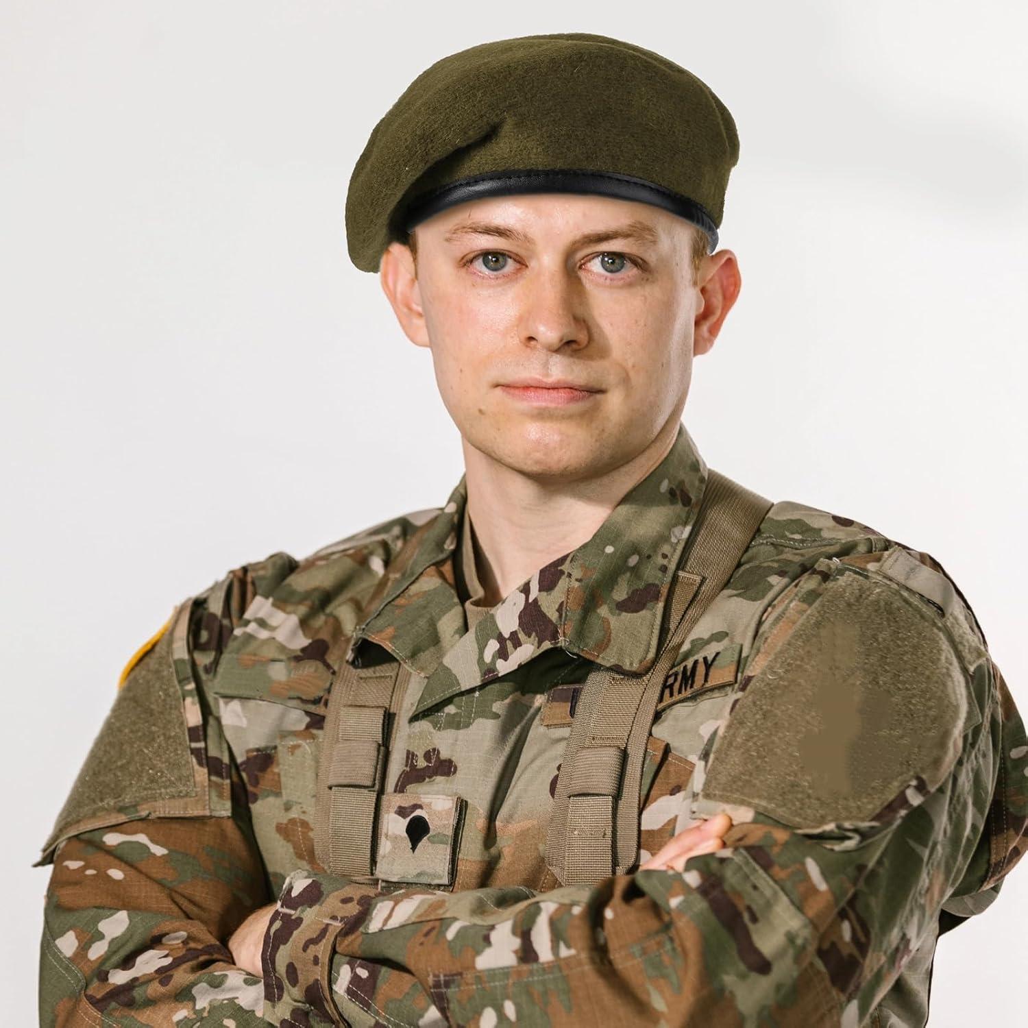 Boina Militar Zhehao 2 Pcs Ajustable Lana Verde y Negra