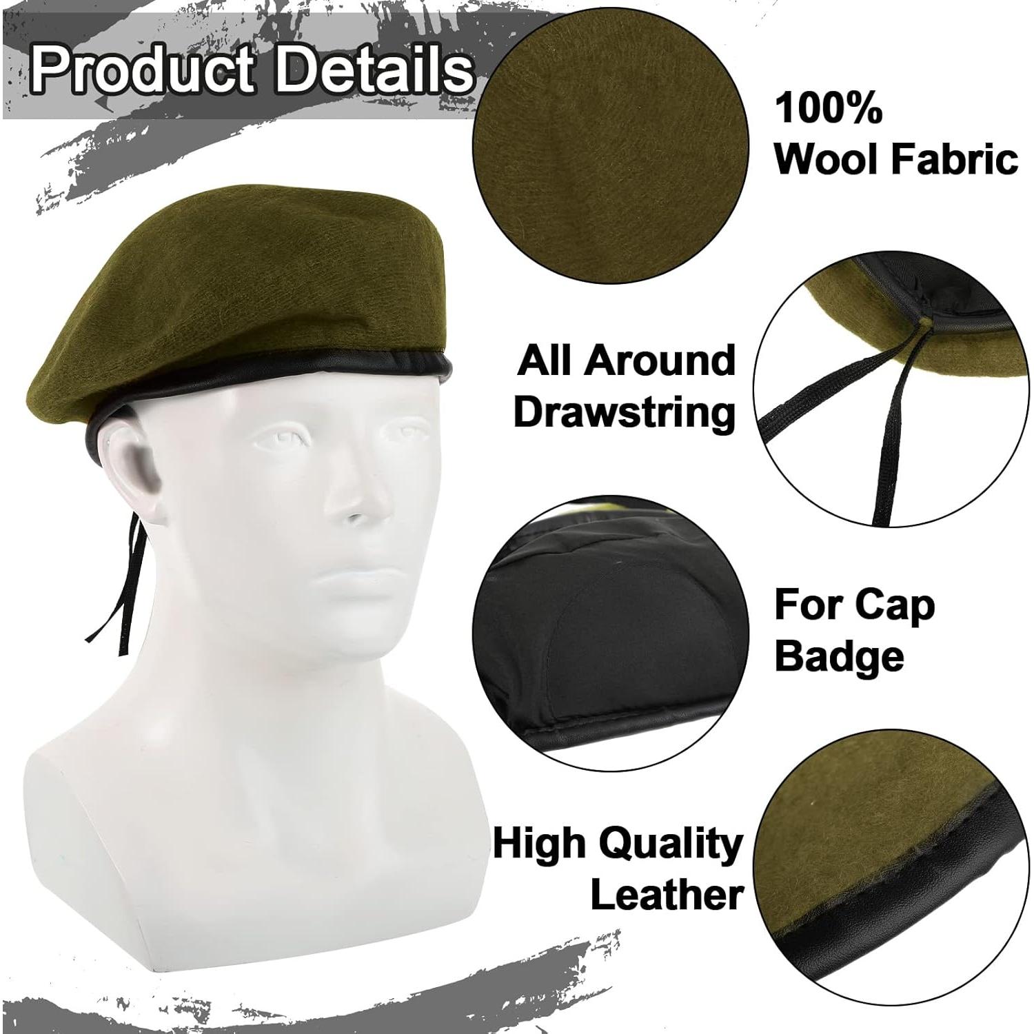 Boina Militar Zhehao 2 Pcs Ajustable Lana Verde y Negra