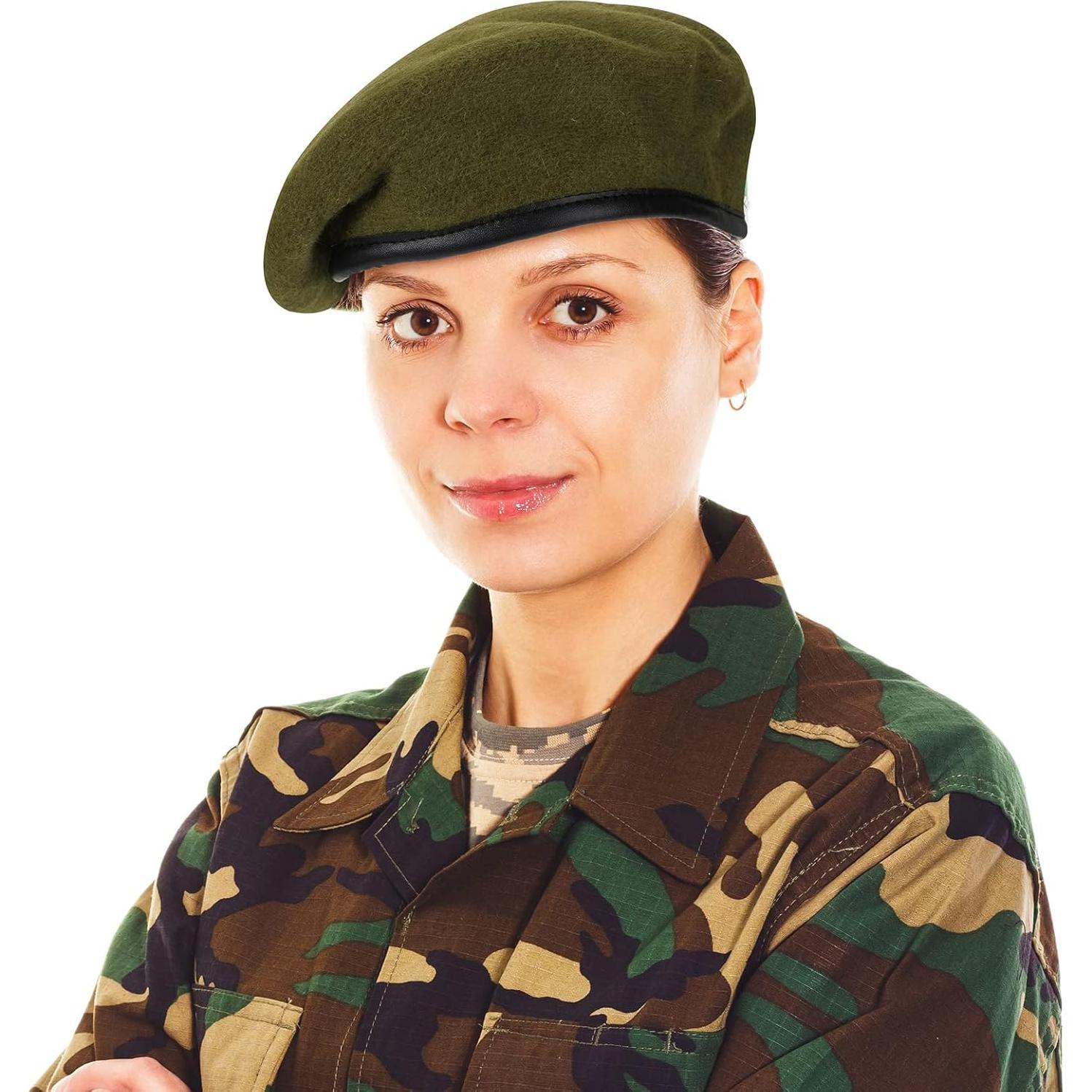 Boina Militar Zhehao 2 Pcs Ajustable Lana Verde y Negra