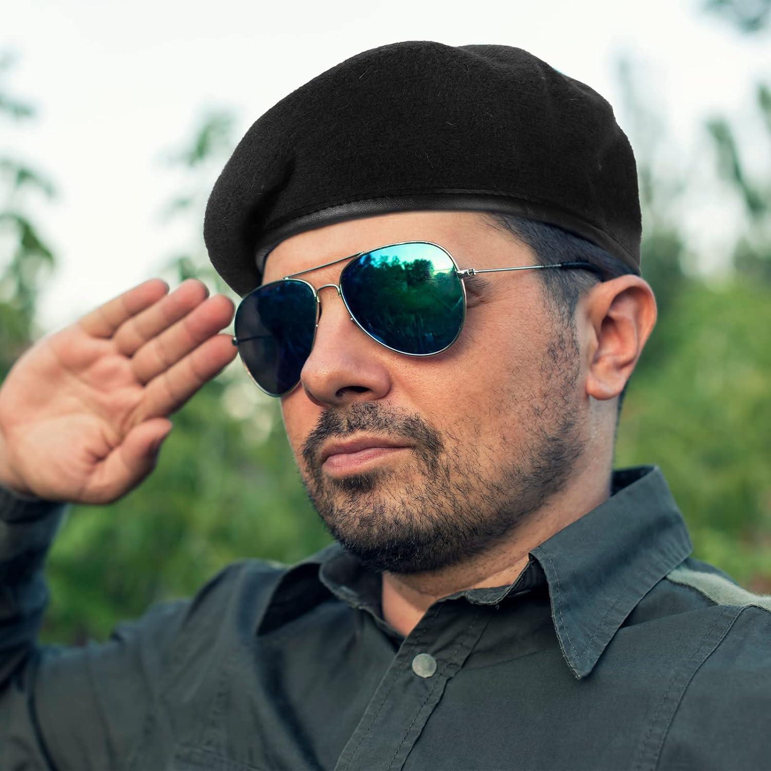 Boina Militar Zhehao 2 Pcs Ajustable Lana Verde y Negra