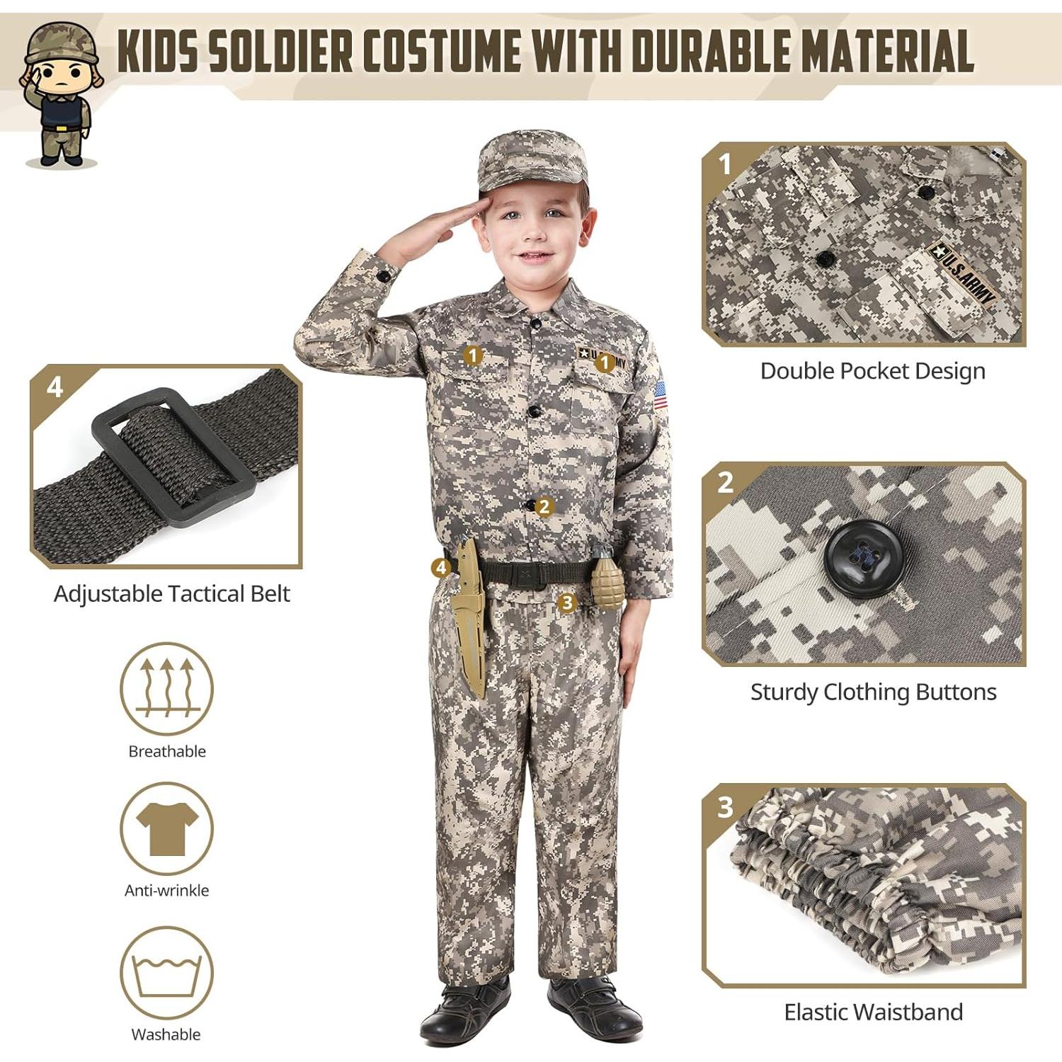 Disfraz de Soldado del Ejército GIFTINBOX para Niños 3-12 Años