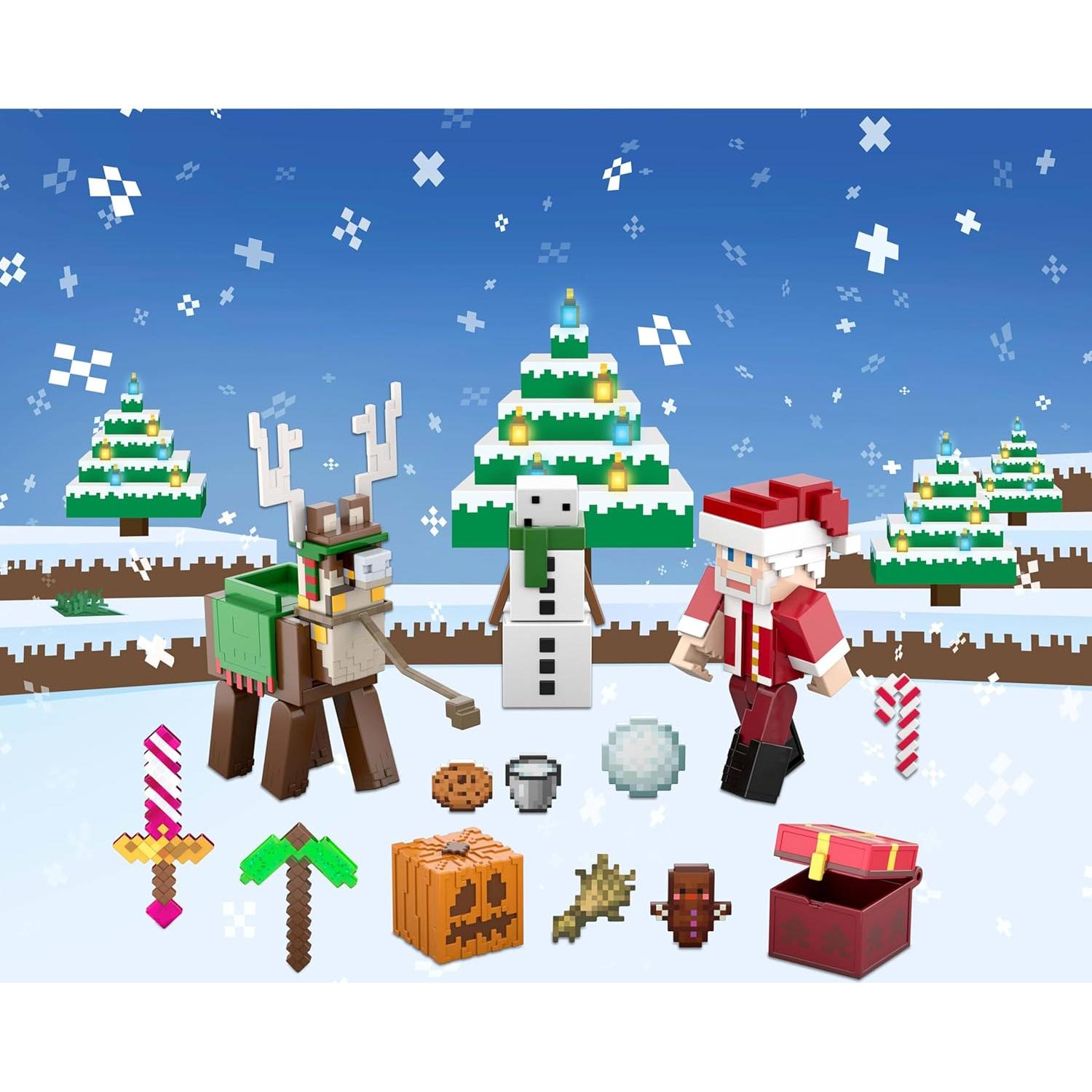 Calendario de Adviento Minecraft Mattel con 3 Figuras y 24 Sorpresas