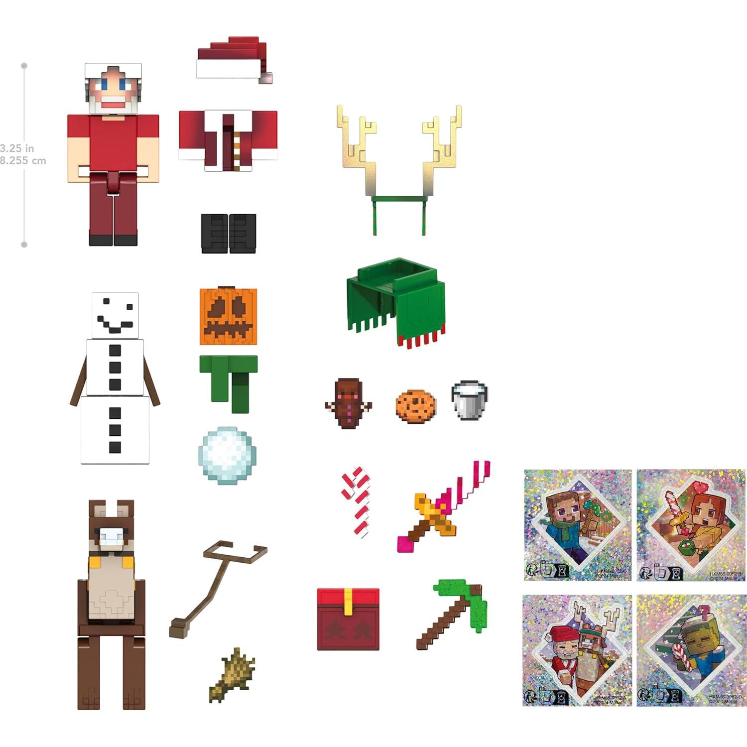 Calendario de Adviento Minecraft Mattel con 3 Figuras y 24 Sorpresas