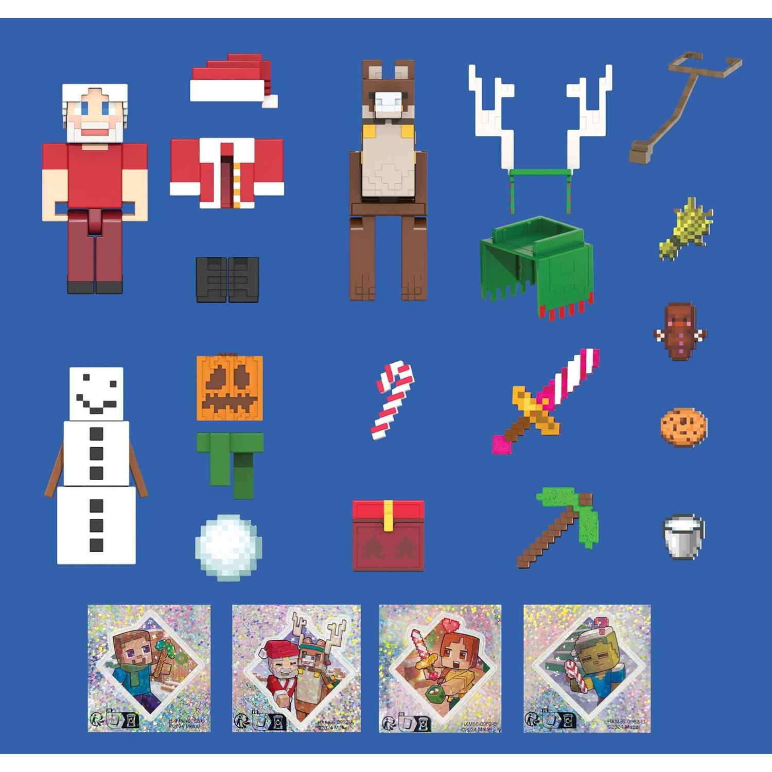 Calendario de Adviento Minecraft Mattel con 3 Figuras y 24 Sorpresas