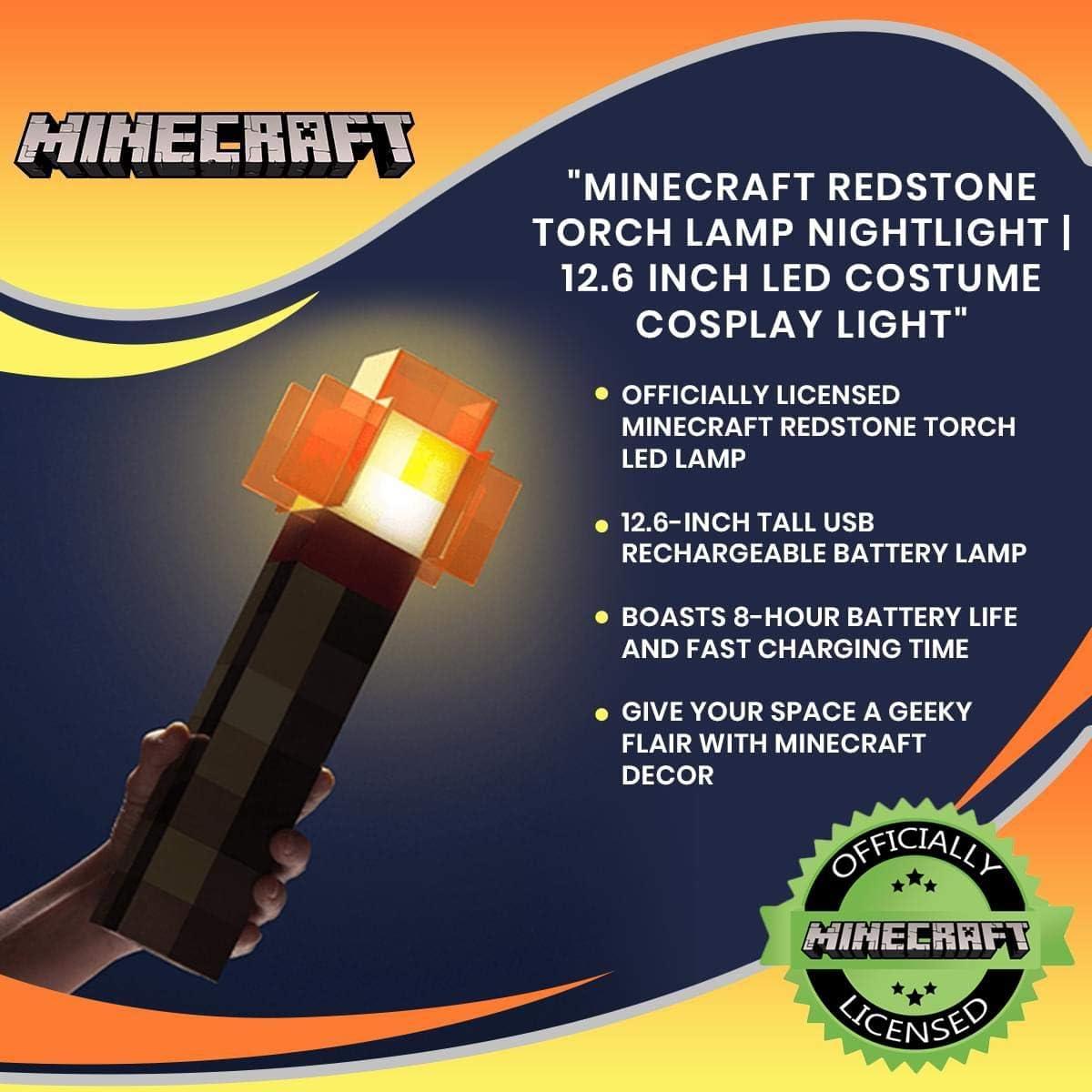 Lámpara LED Antorcha de Redstone Minecraft 34.3 cm Recargable