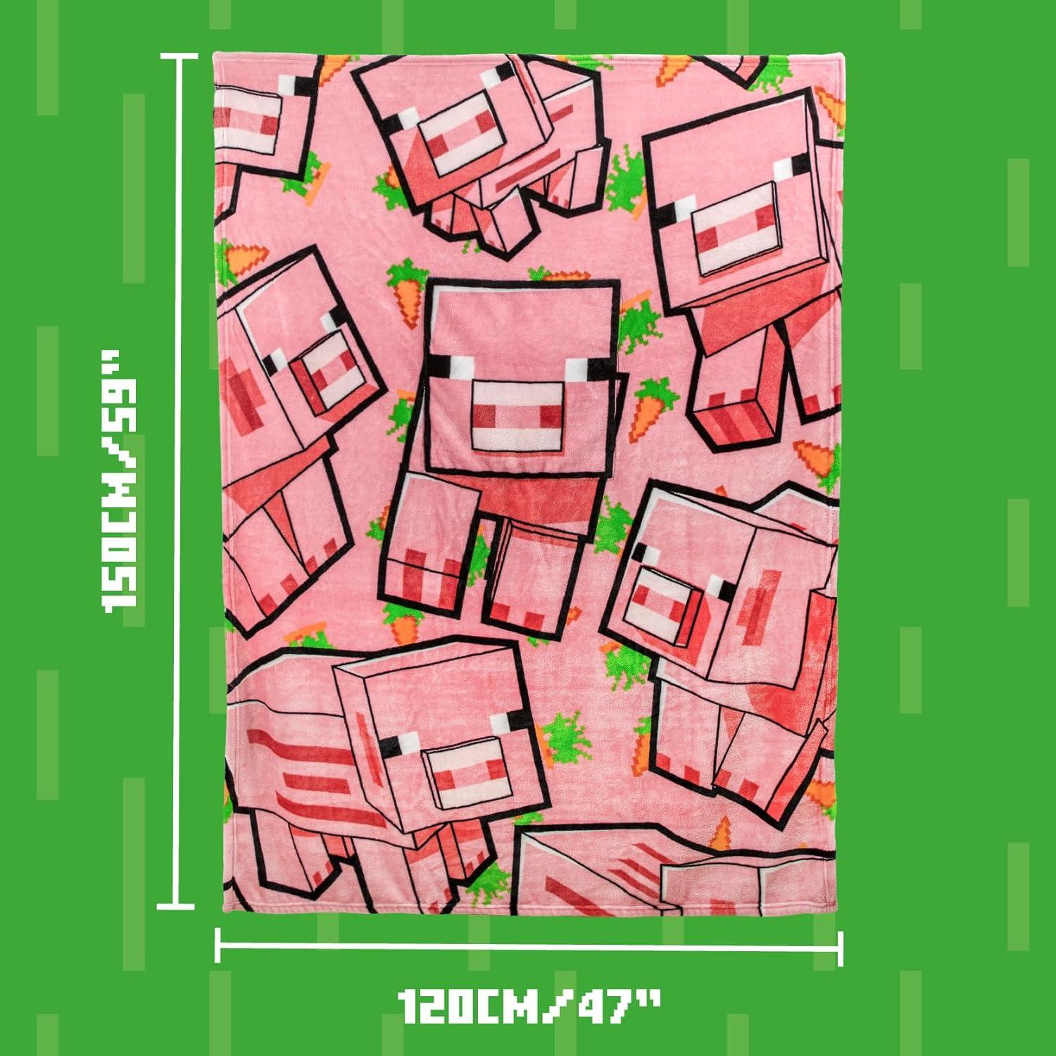Manta Cojín 2-en-1 Paladone Minecraft Cerdo Rosa 120x150cm