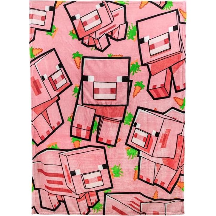Manta Cojín 2-en-1 Paladone Minecraft Cerdo Rosa 120x150cm