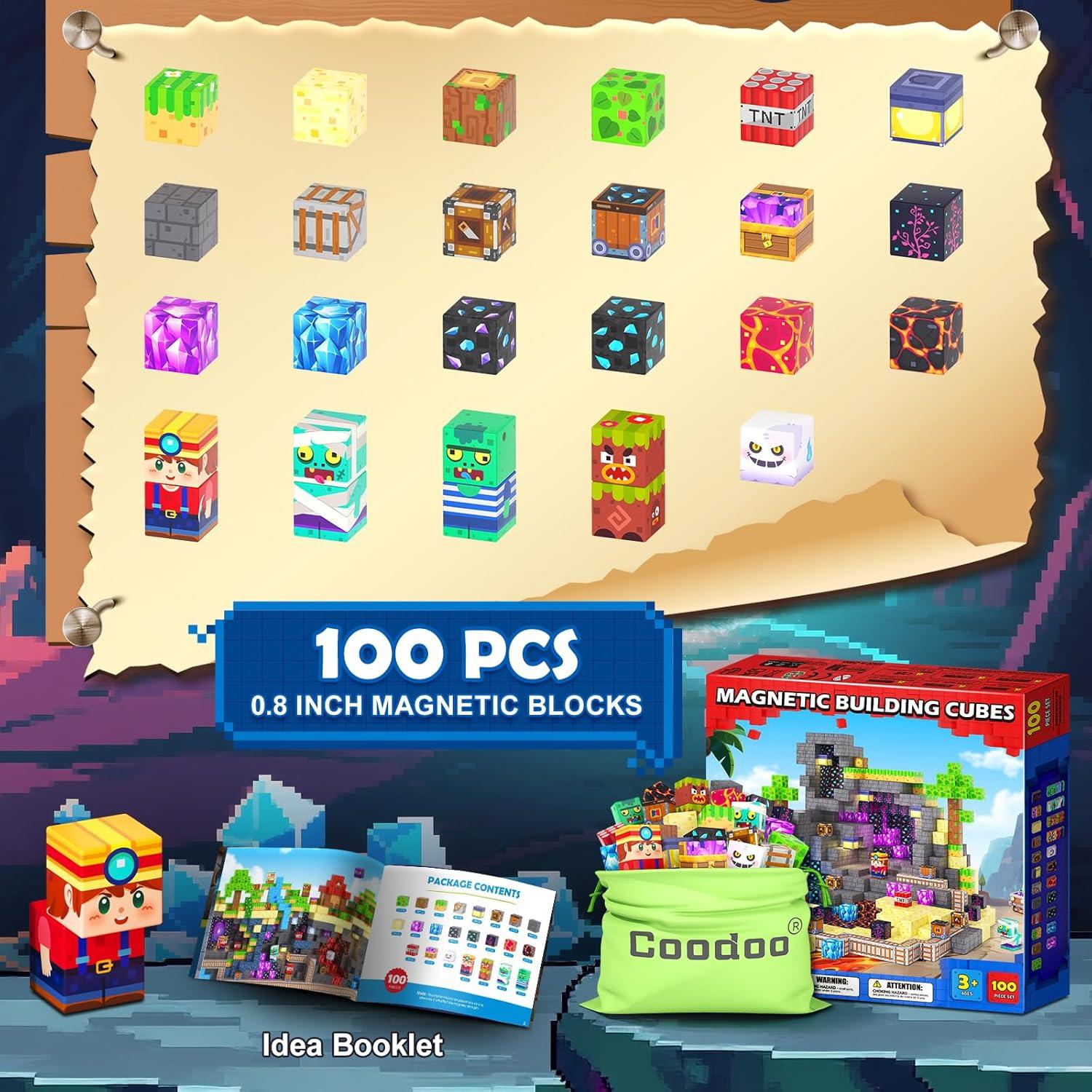 Bloques Magnéticos Coodoo 100 Piezas Juguete STEM 3+ Años