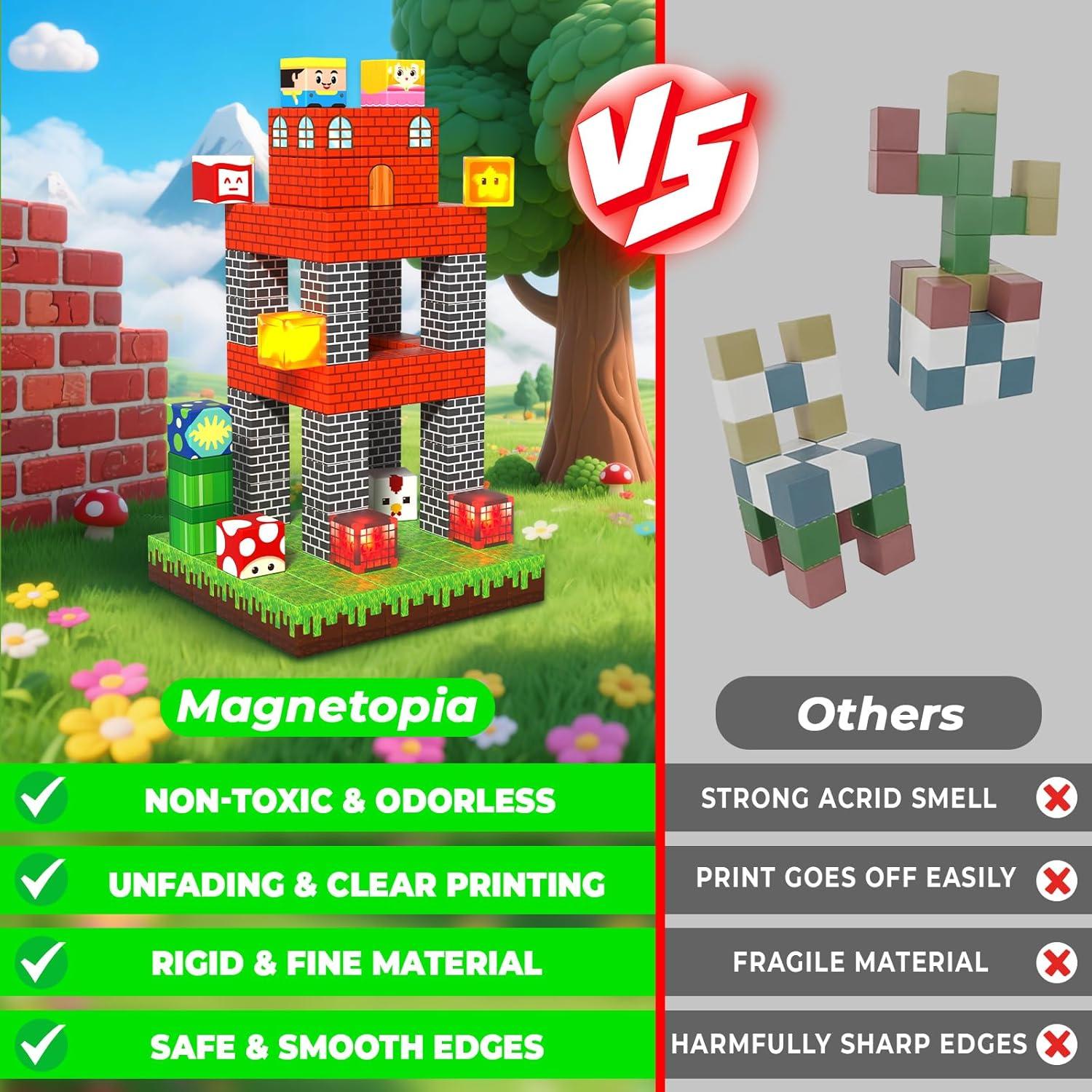 200 Bloques Magnéticos de Construcción Magnetopia - Juguete Educativo