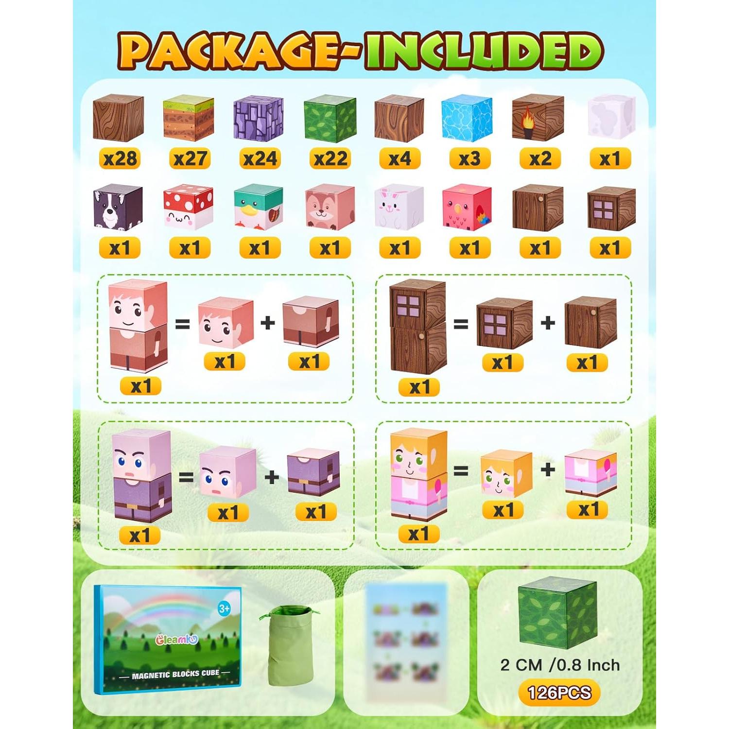 Bloques Magnéticos Gleamkid 126 Piezas Aventura en el Bosque