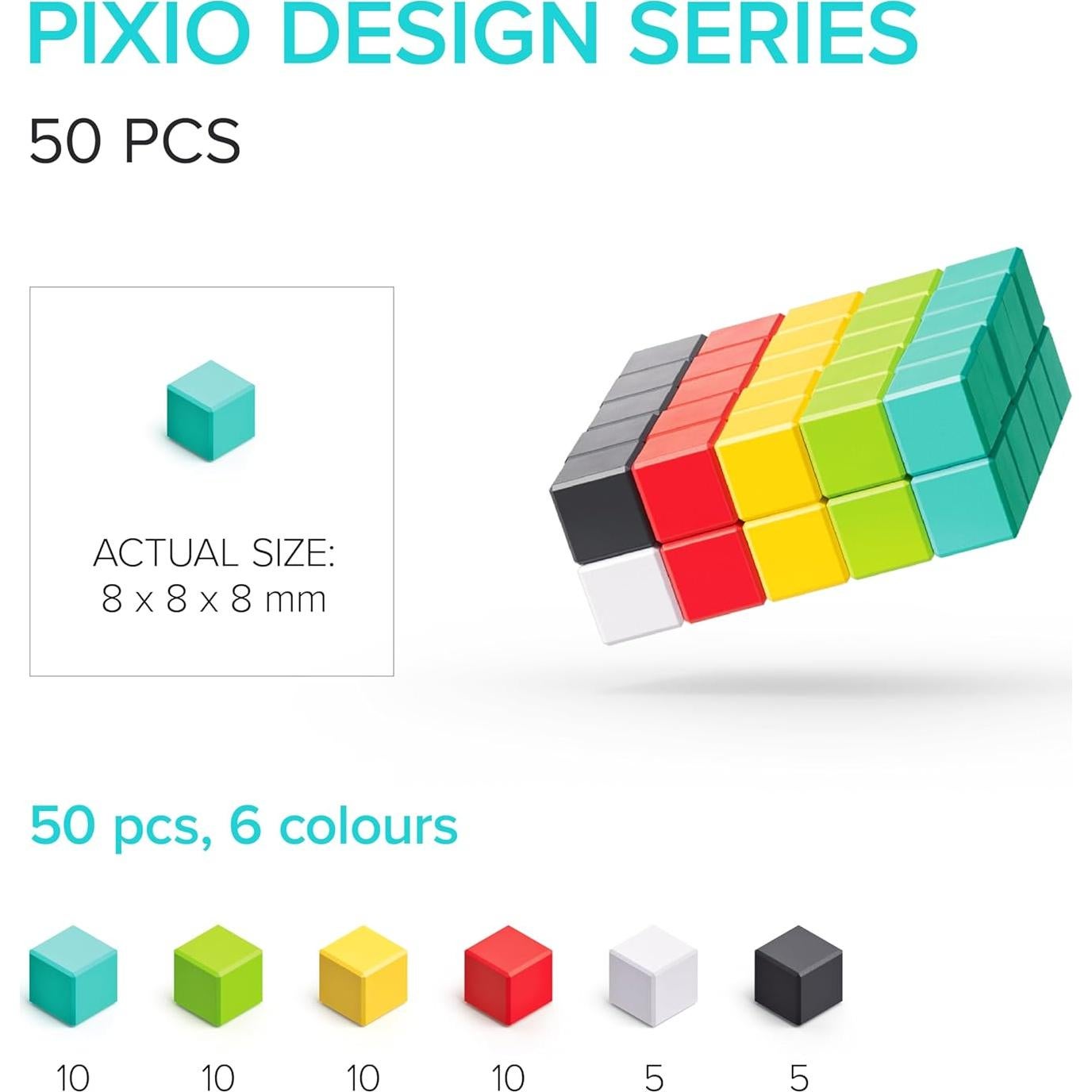 PIXIO-50 Bloques Magnéticos Pequeños 50 Piezas 8mm