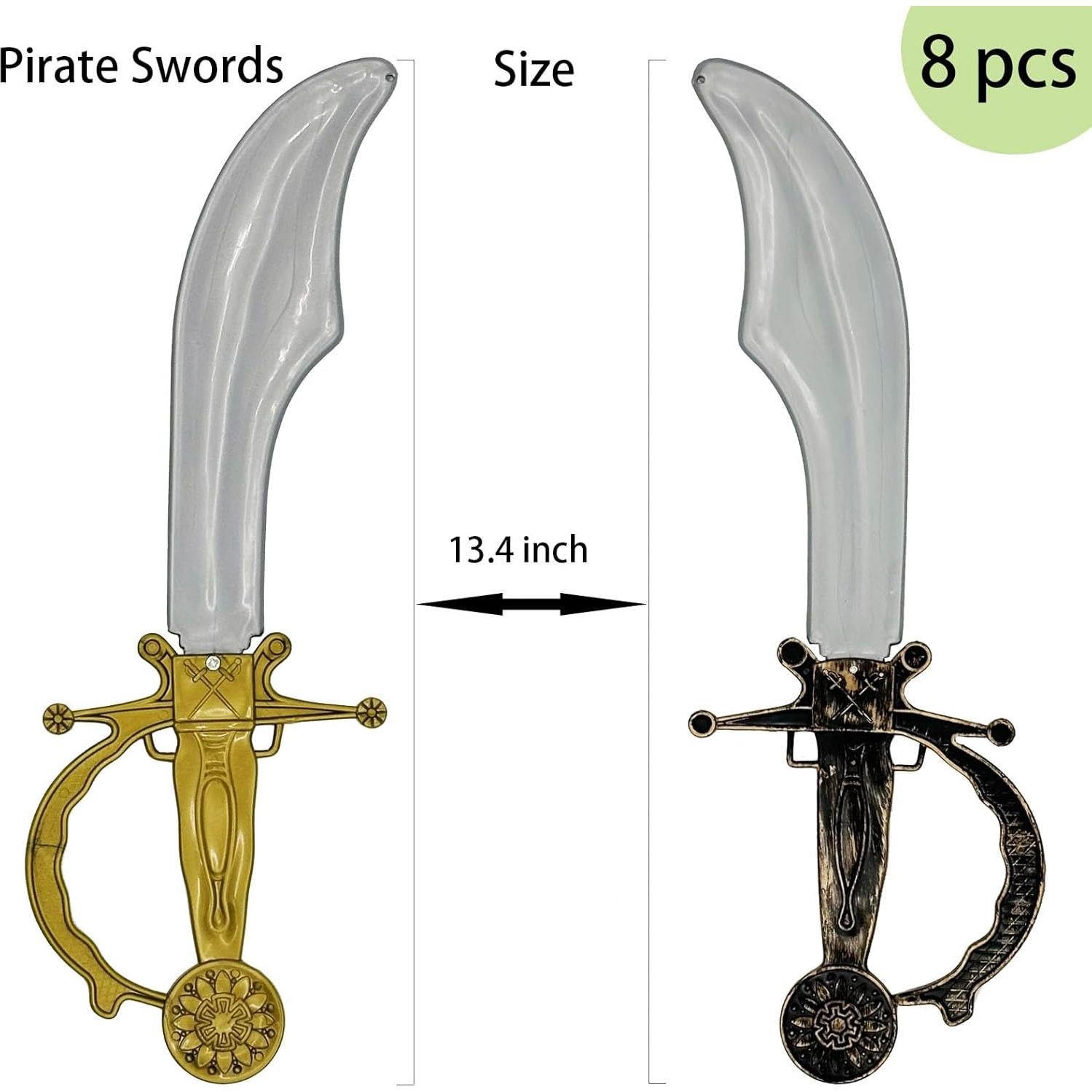 Conjunto 8 Espadas Pirata de Plástico para Niños - 34 cm