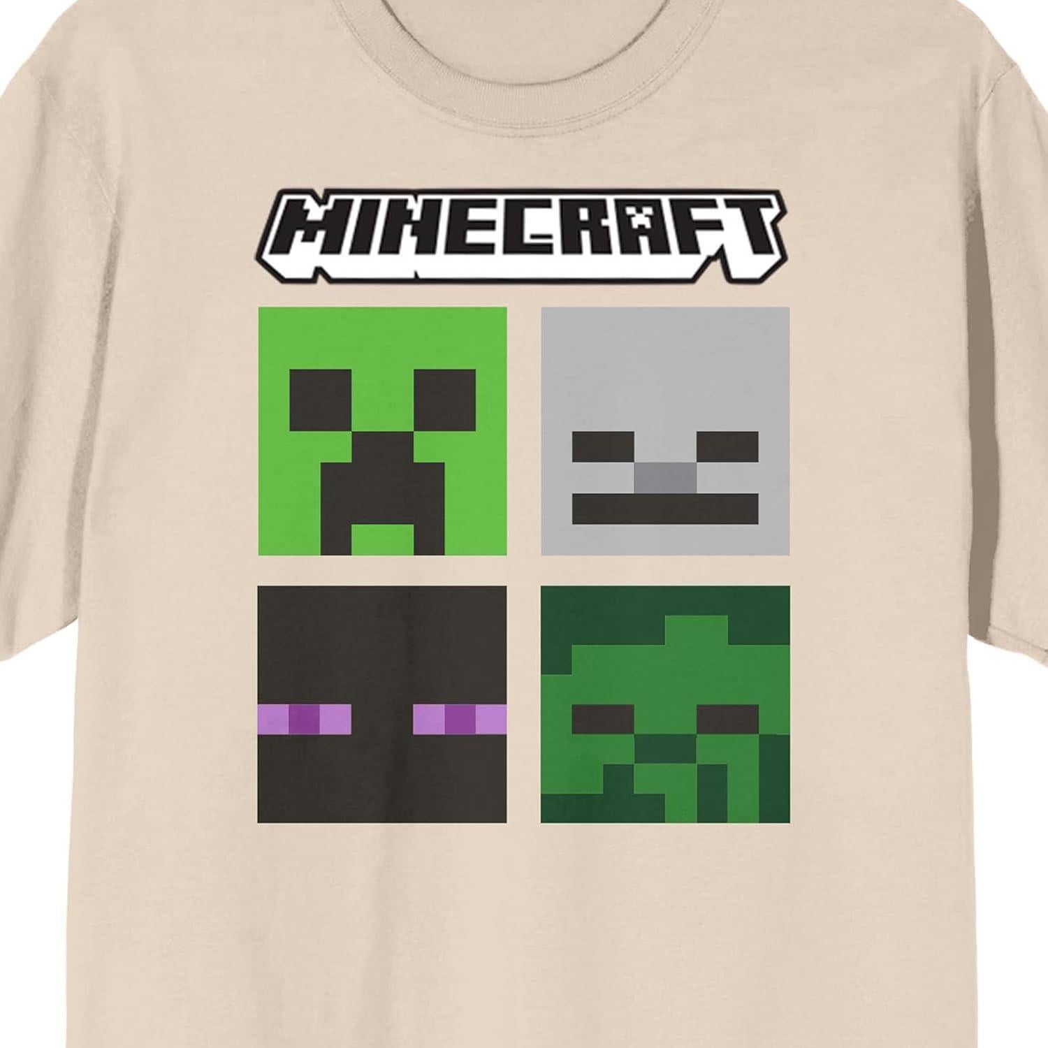 Camiseta Mujer Minecraft Cuello Redondo Manga Corta Algodón