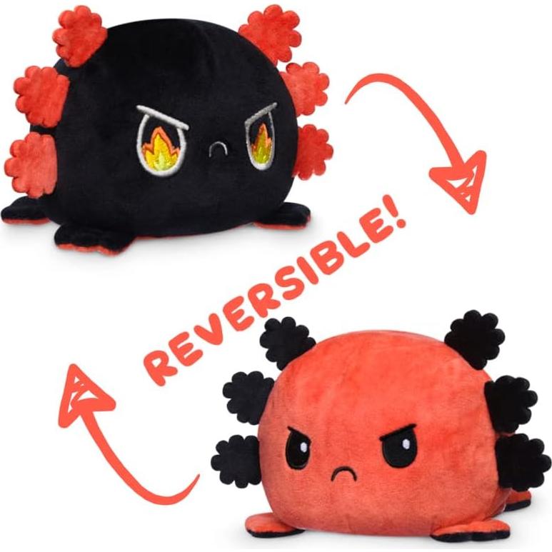 Axolote de Peluche Reversible TeeTurtle - Rojo Enojado - 10 cm