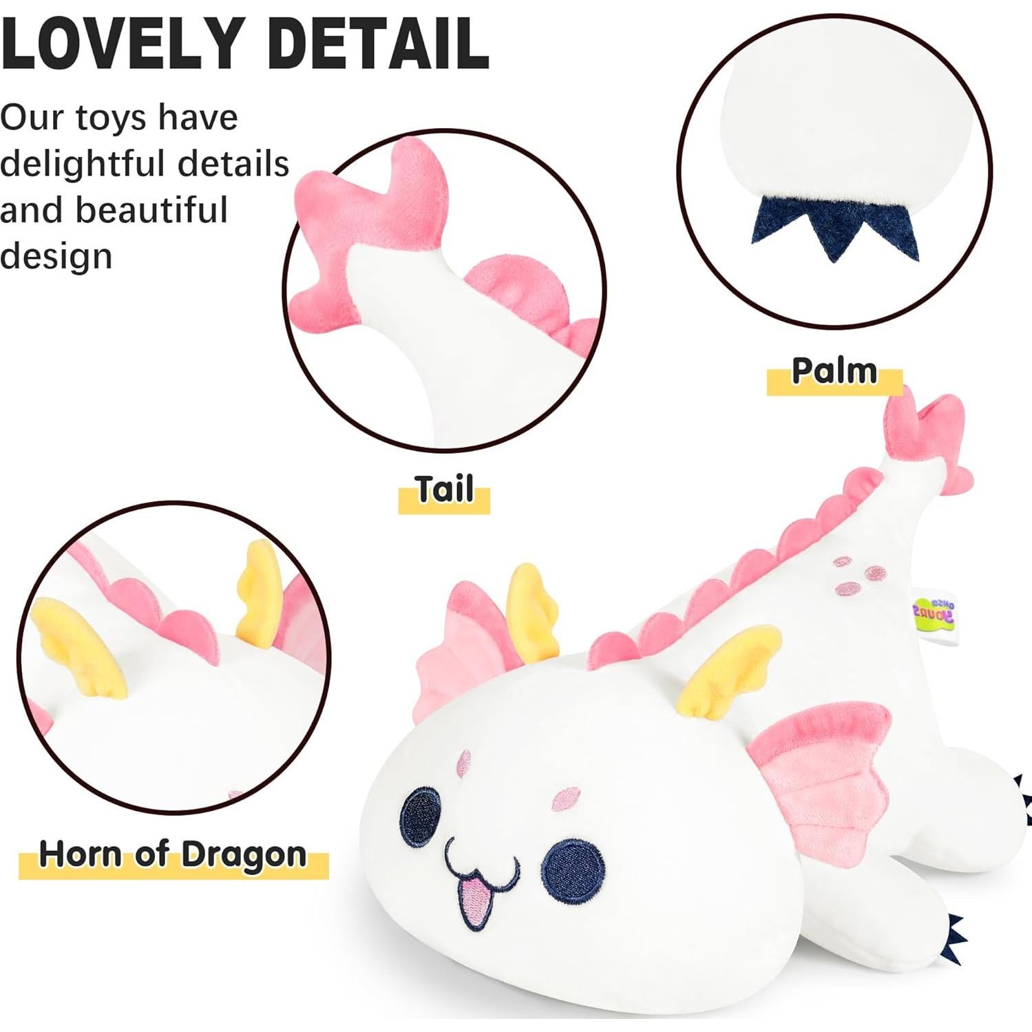 Juguete de Peluche Dragón Blanco Onsoyours 25.4 cm Suave