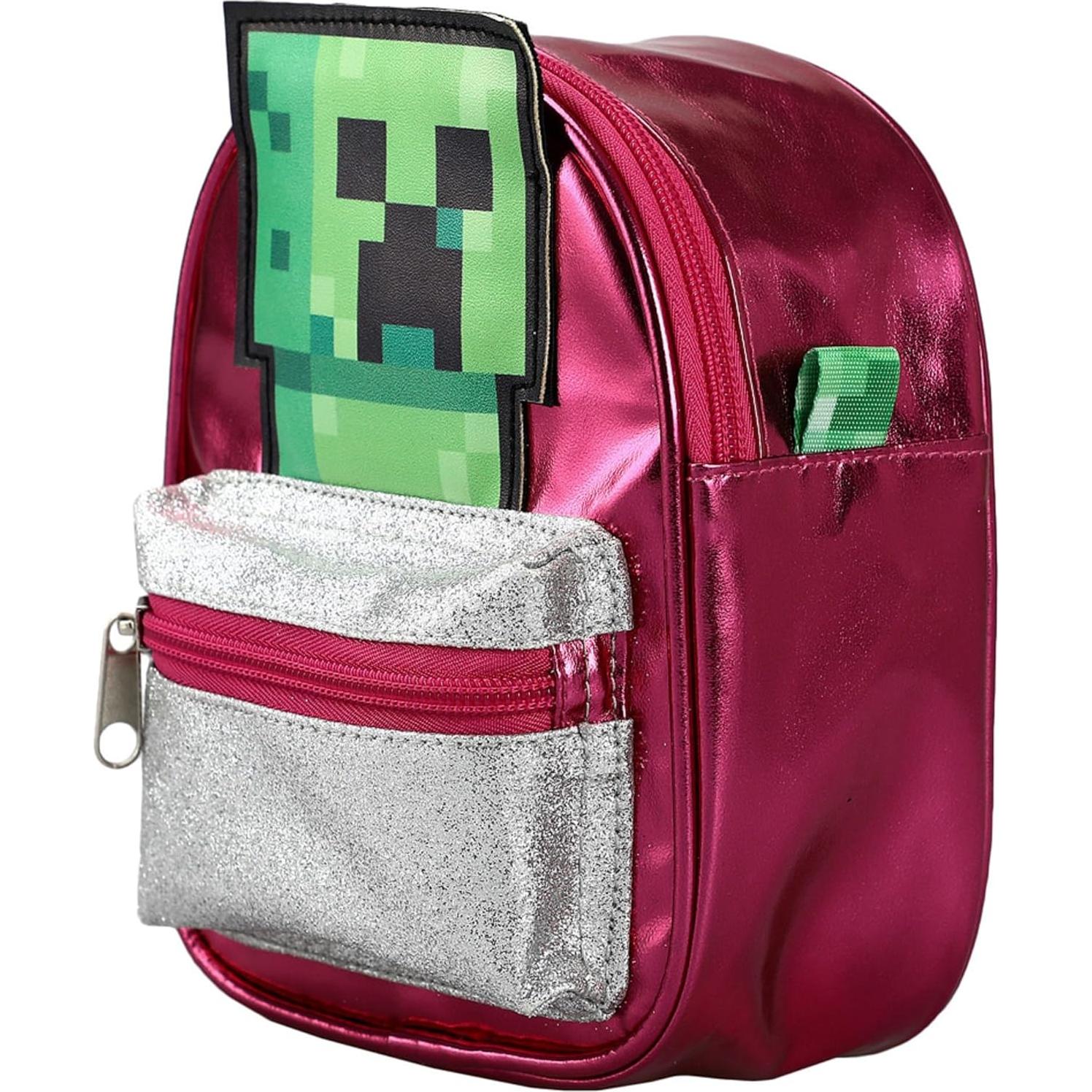 Mochila Mini Convertible Crossbody Creeper Minecraft 20.3x14x33cm