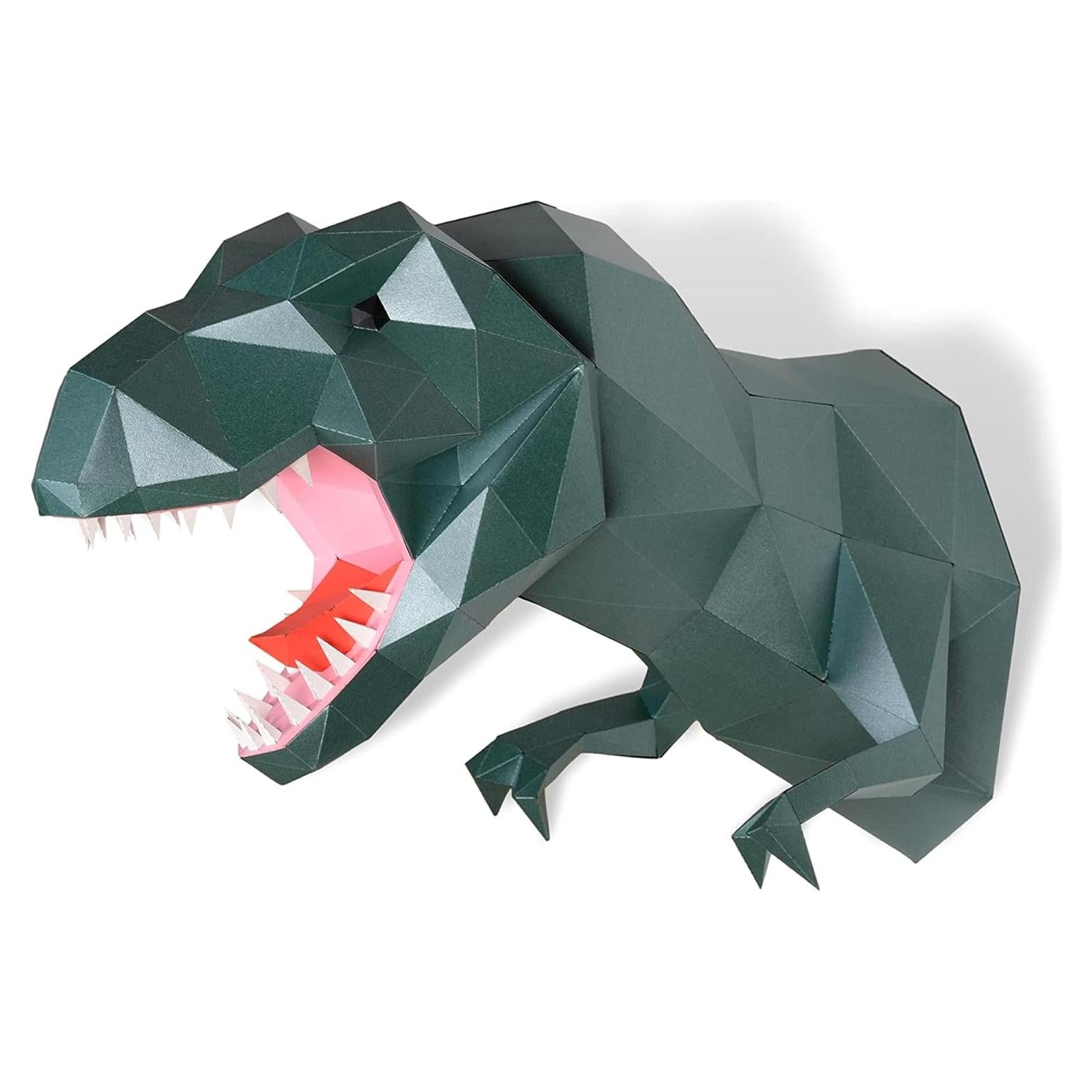 Trofeo de Tyrannosaurus rex DIY - Escultura de Papel 3D Verde