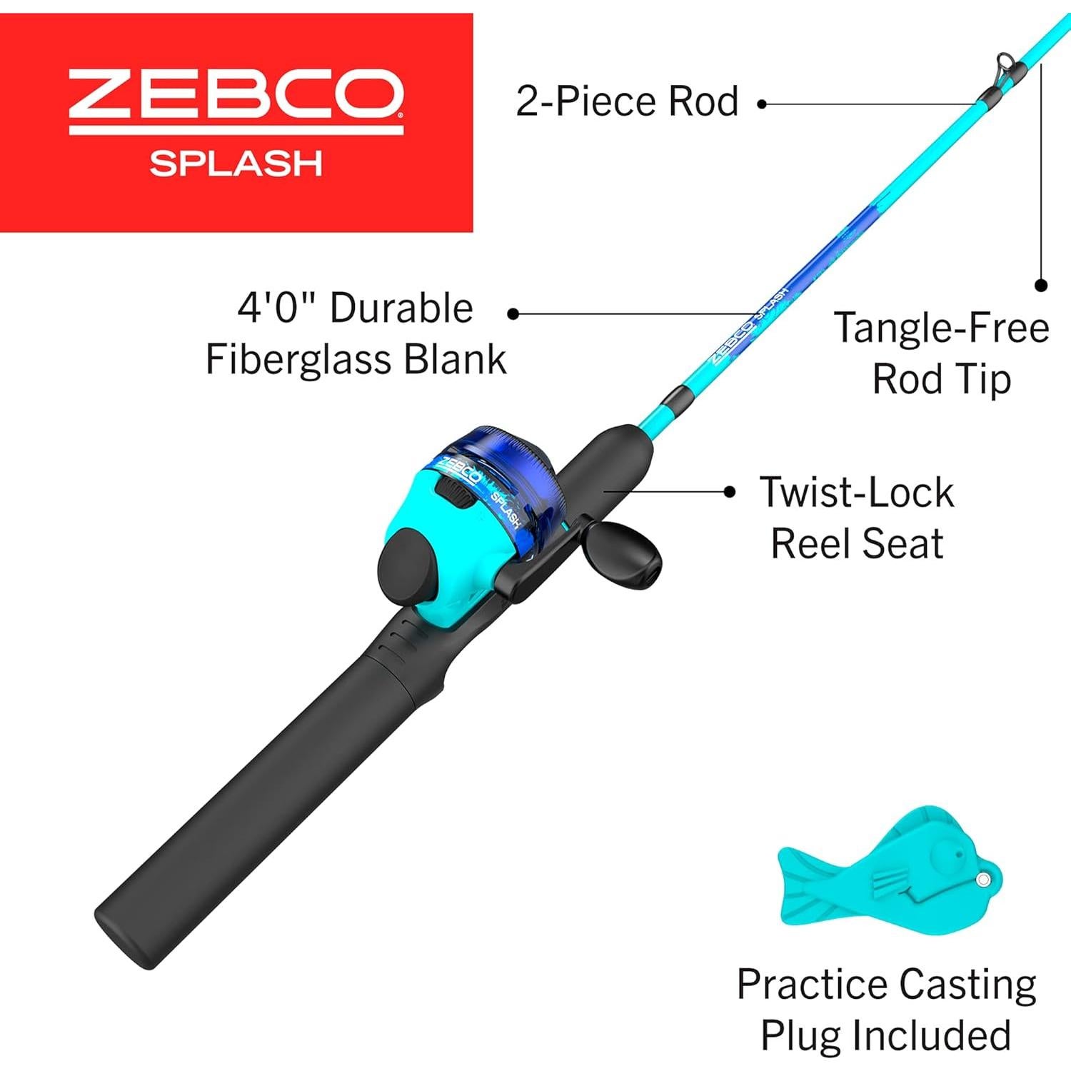 Combo de Caña de Pesca y Carrete Spincast Zebco Splash Jr. 1.22m