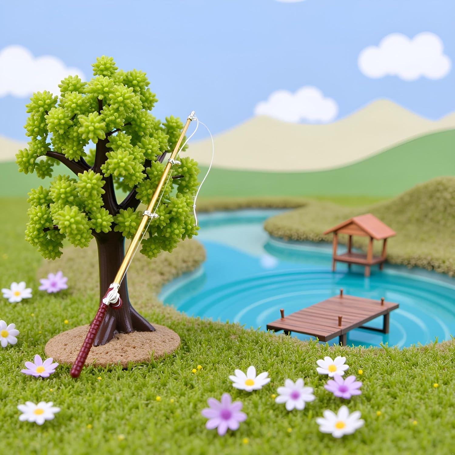 Miniatura Caña de Pescar 1/12 Jowxsx Accesorio Casa de Muñecas