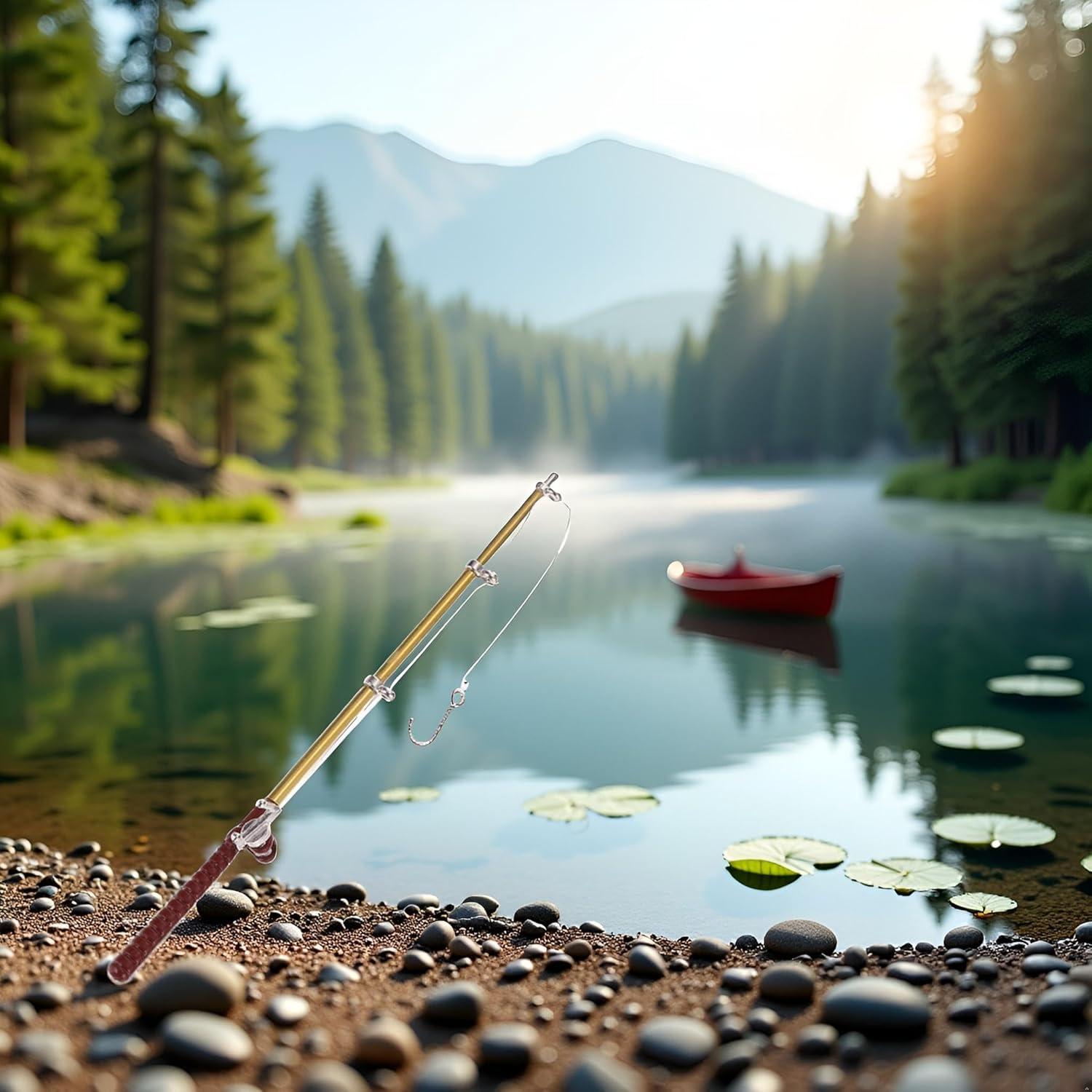 Miniatura Caña de Pescar 1/12 Jowxsx Accesorio Casa de Muñecas