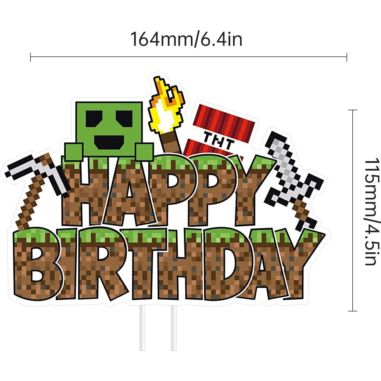 Toppers de pastel de cumpleaños Pixel Game Happay - Decoración temática