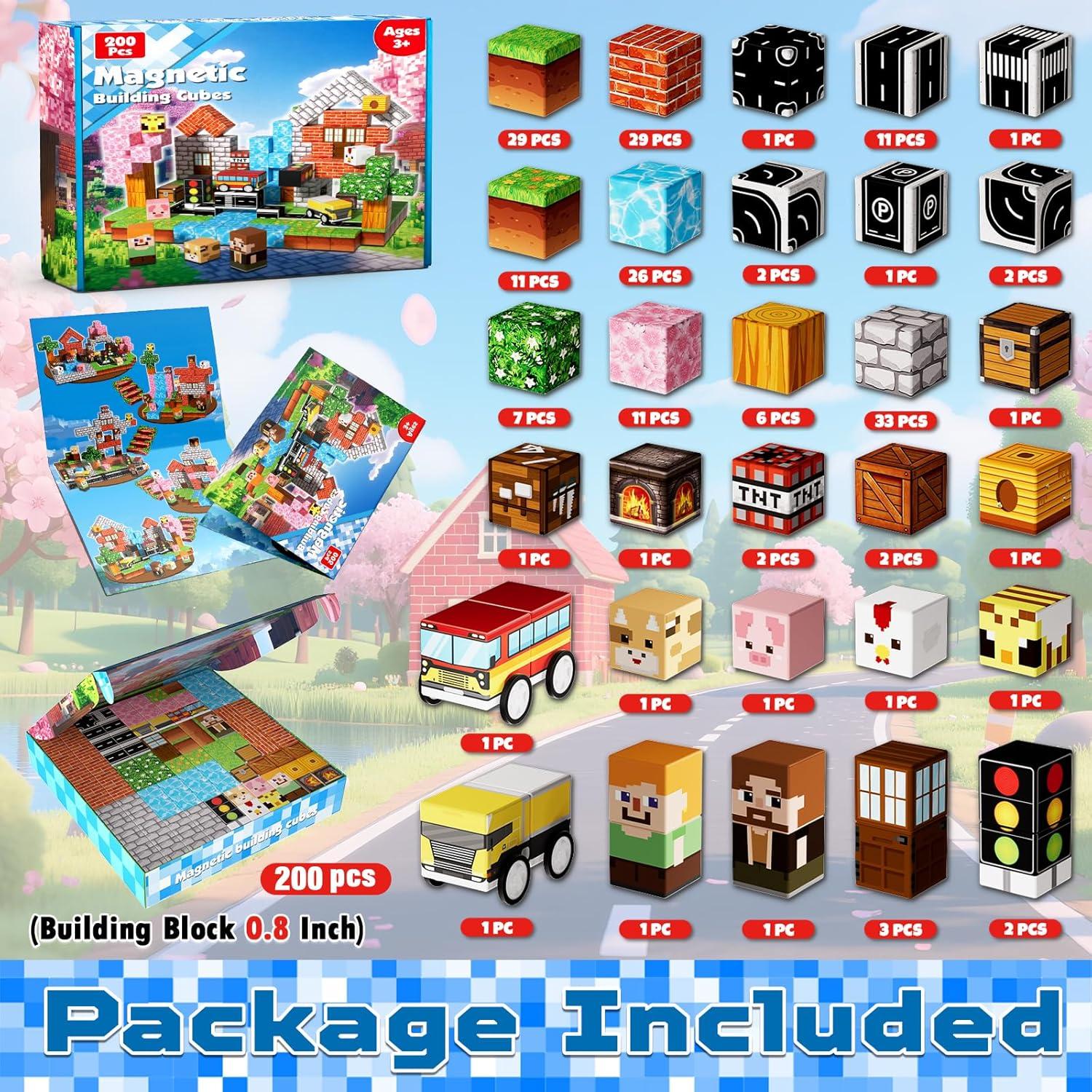 200 Bloques Magnéticos de Construcción Magnetopia - Juguetes para Niños 3-12 Años