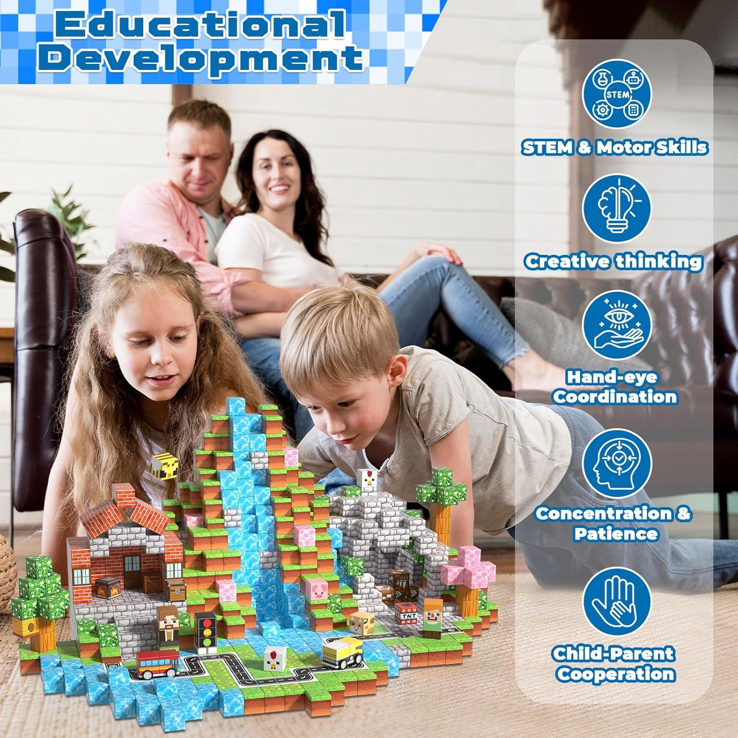 200 Bloques Magnéticos de Construcción Magnetopia - Juguetes para Niños 3-12 Años