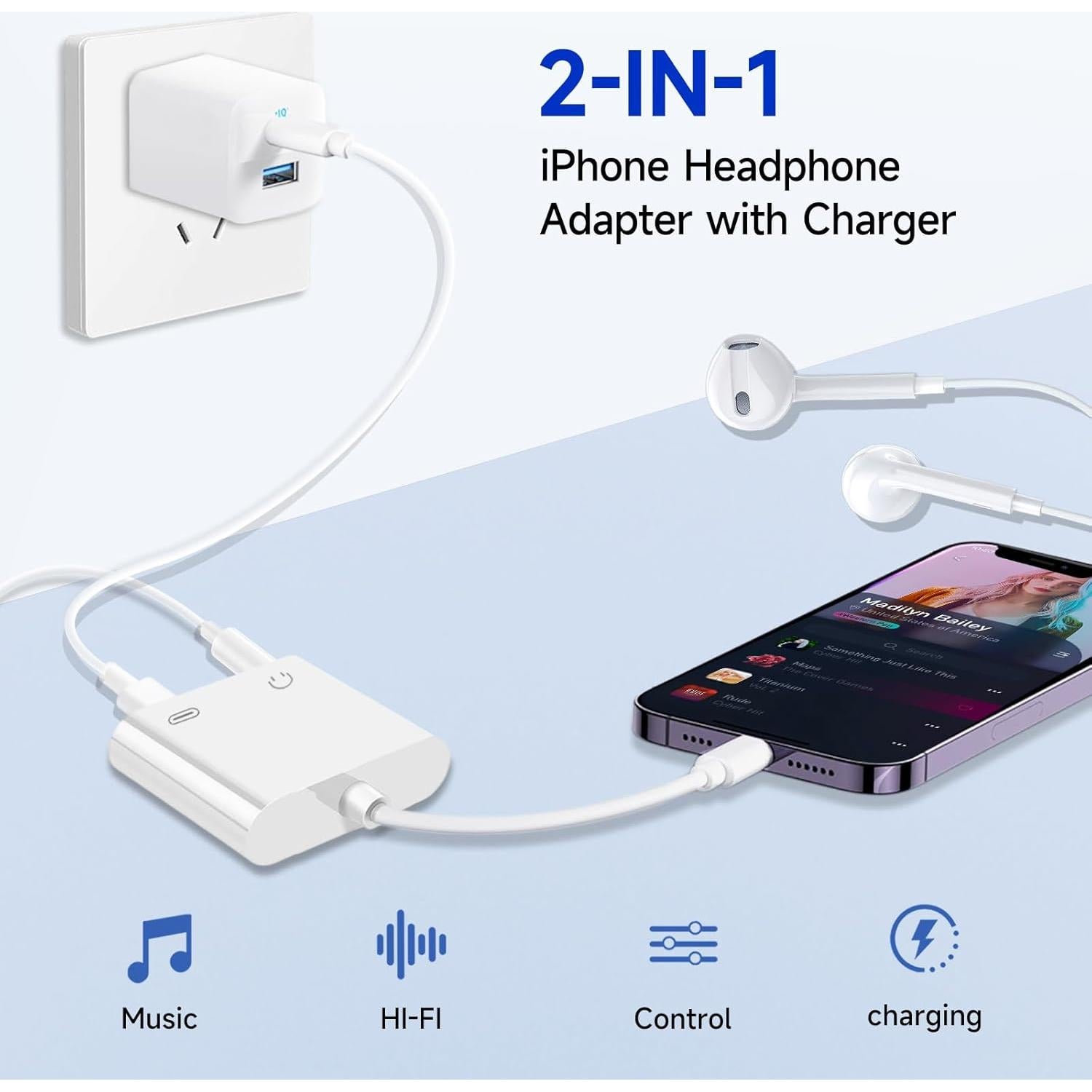 Adaptador de Carga y Audio 2 en 1 Seulliya para iPhone
