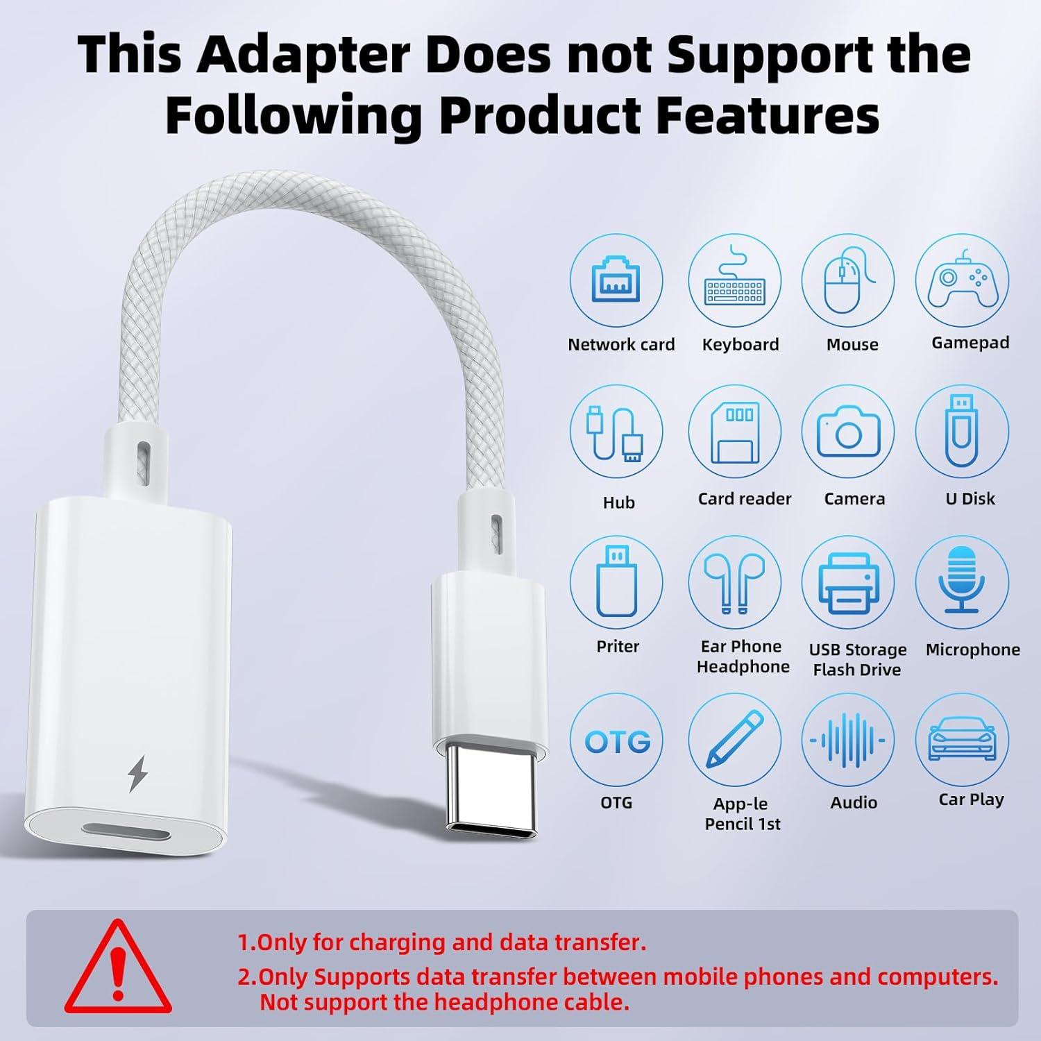 Adaptador Lightning a USB C Vcddom 2 Pack Carga Rápida