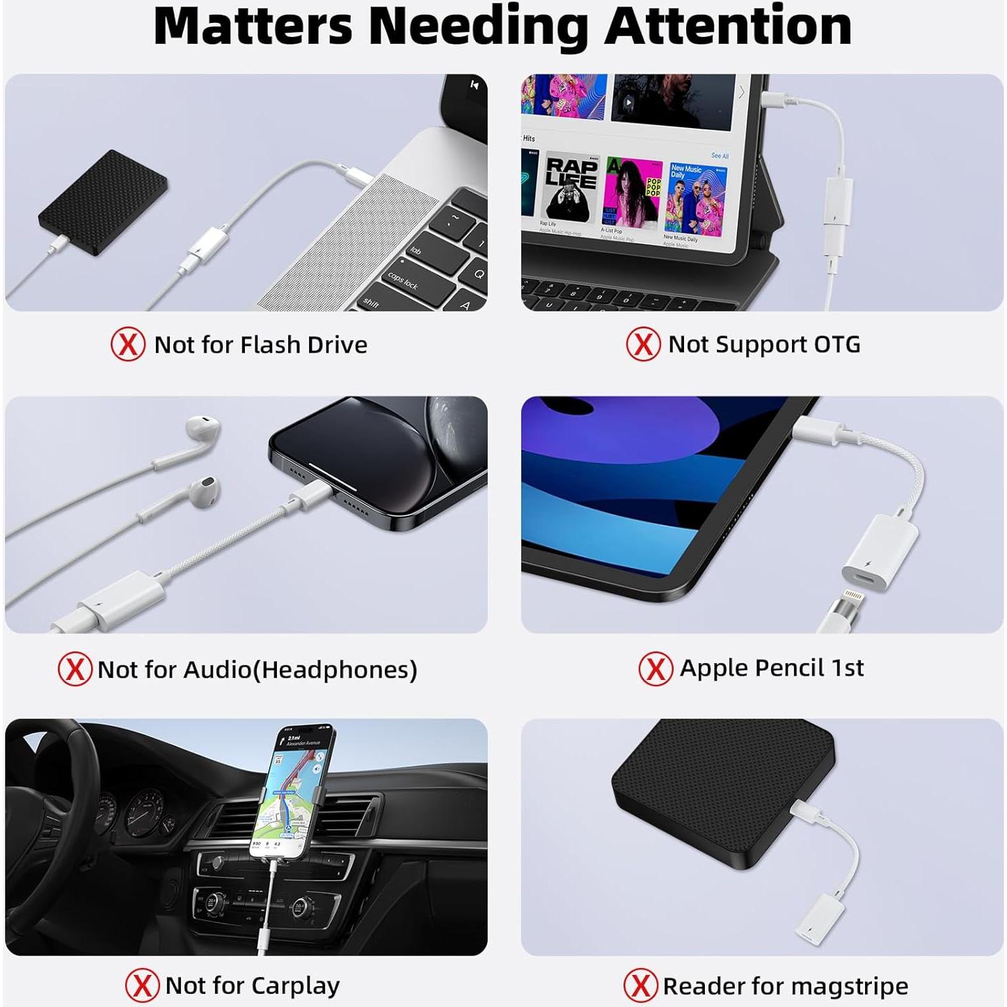 Adaptador Lightning a USB C Vcddom 2 Pack Carga Rápida