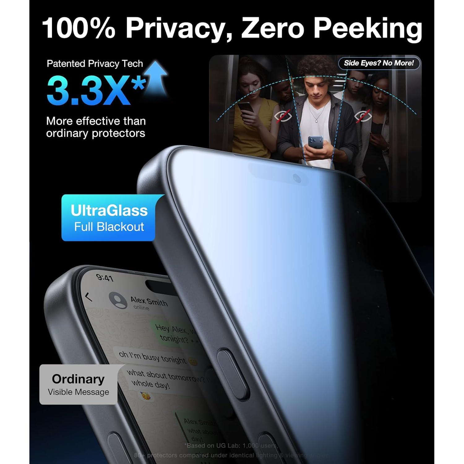 Protector de Pantalla Privado UltraGlass 9H para iPhone 17 Pro Max