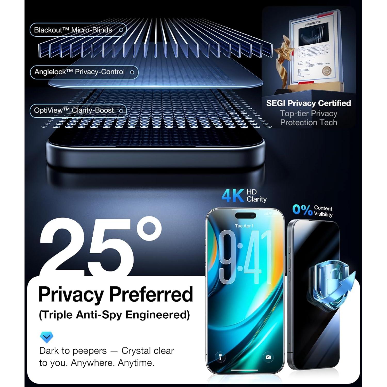 Protector de Pantalla Privado UltraGlass 9H para iPhone 17 Pro Max