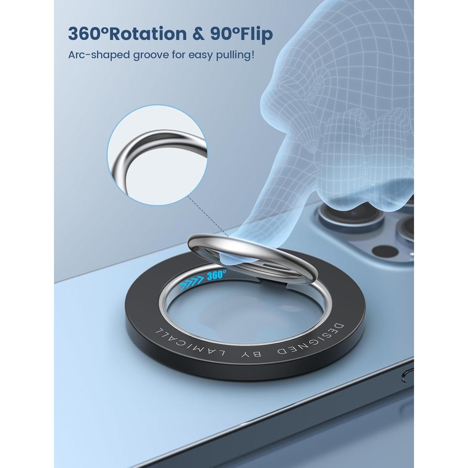 Anillo Magnético Lamicall para Teléfono MagSafe Negro