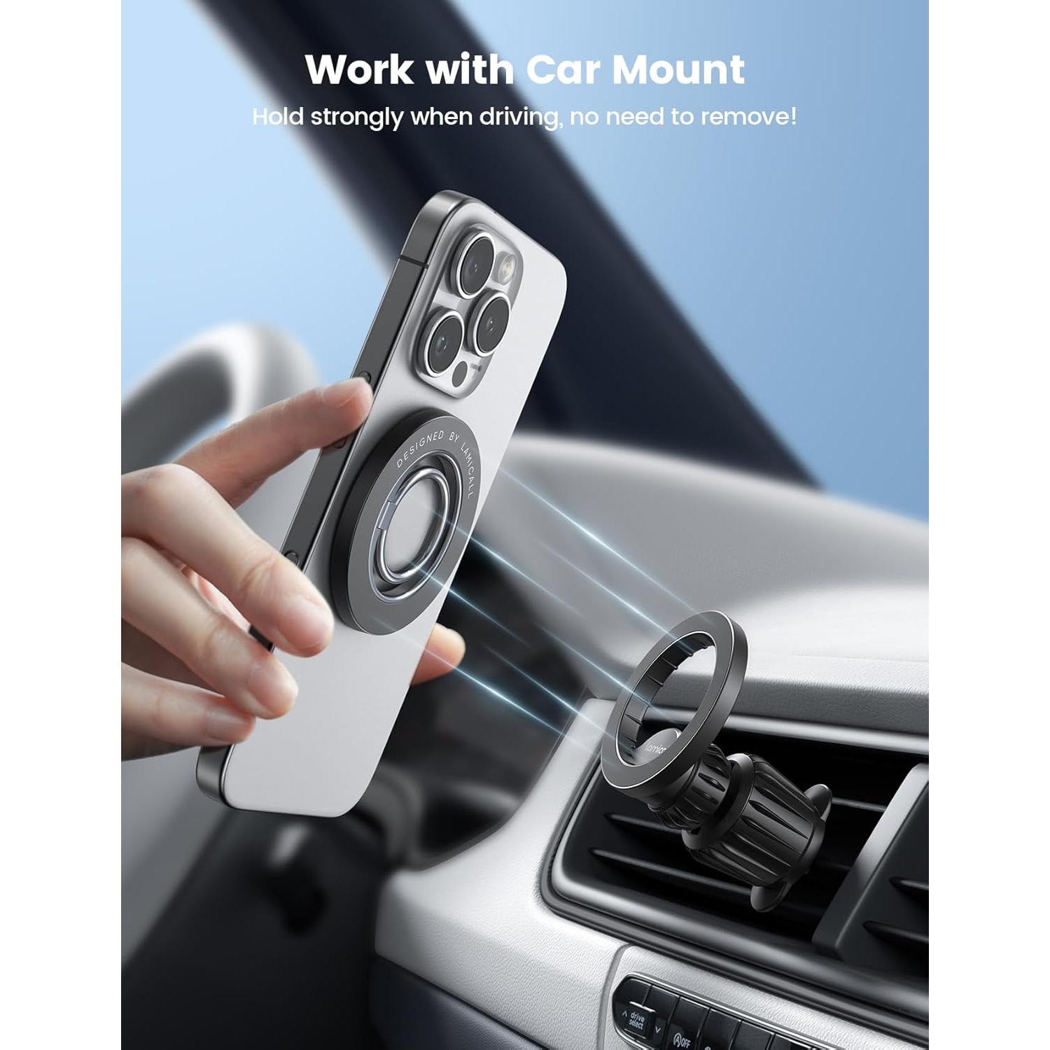 Anillo Magnético Lamicall para Teléfono MagSafe Negro