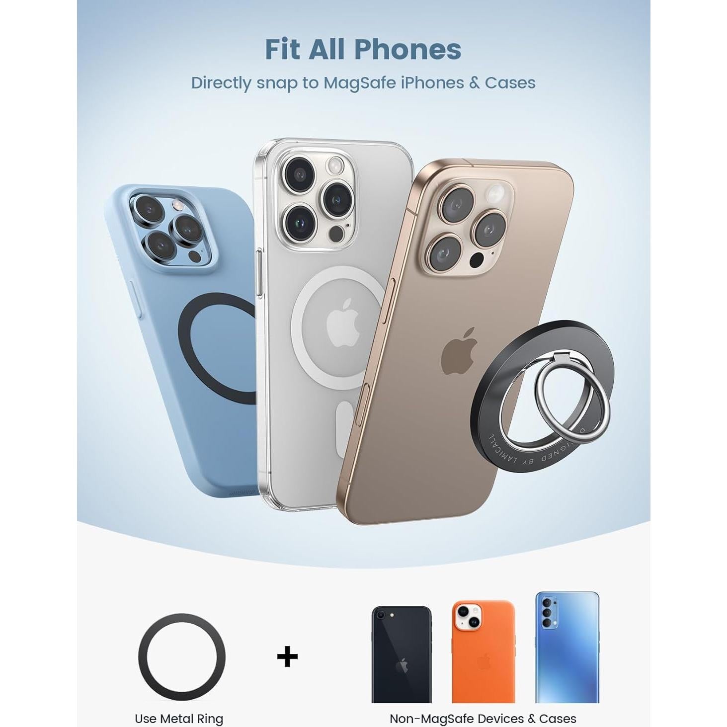 Anillo Magnético Lamicall para Teléfono MagSafe Negro