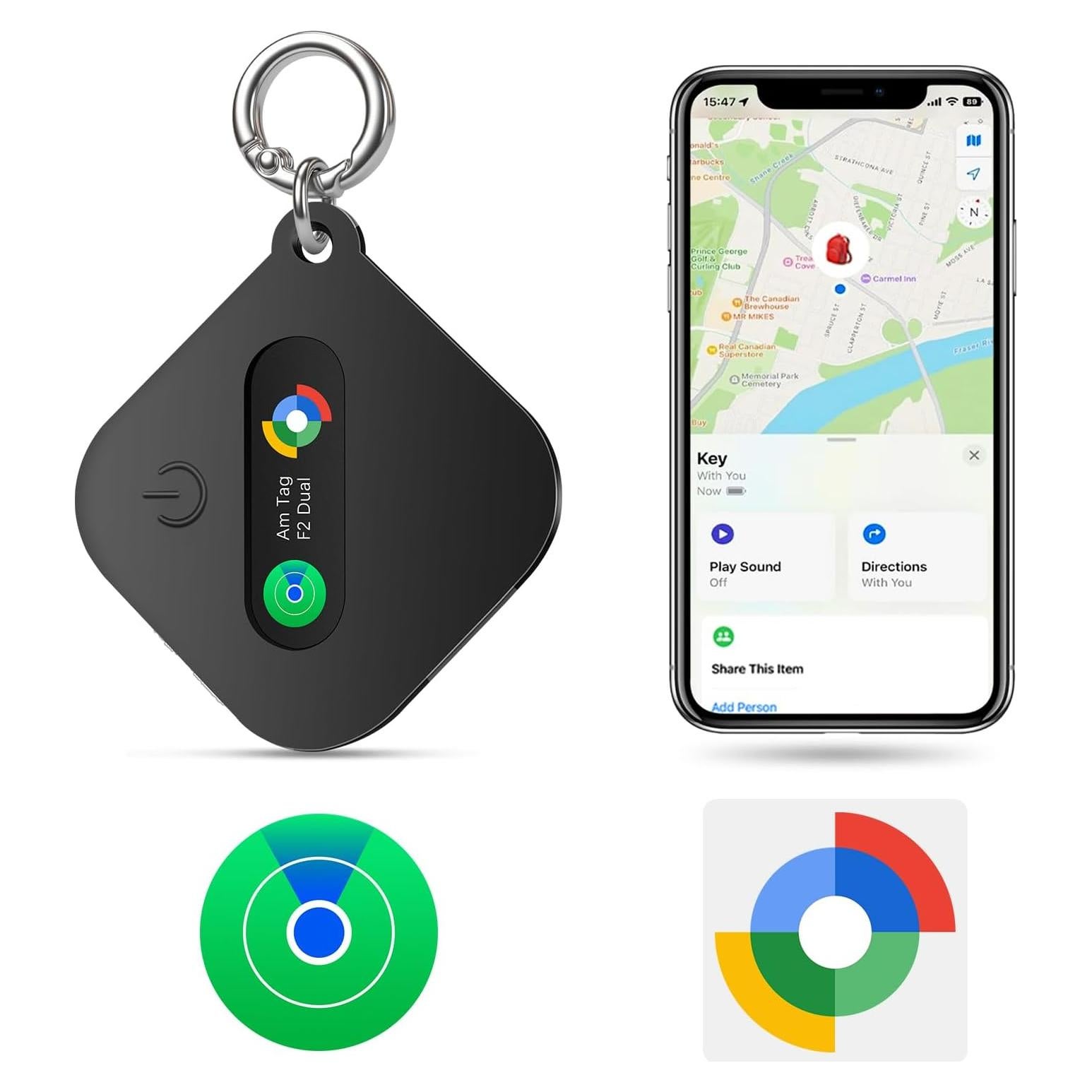 Bluetooth Tracker for iOS or Android, Smart Tracking Tag/Key Finder/Luggage Tracker/Item Locator, Compatible with iOS Find My or Google Find Hub App, IP67 Waterproof.1-Pack
