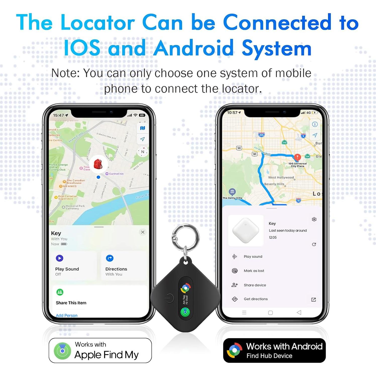 Bluetooth Tracker for iOS or Android, Smart Tracking Tag/Key Finder/Luggage Tracker/Item Locator, Compatible with iOS Find My or Google Find Hub App, IP67 Waterproof.1-Pack
