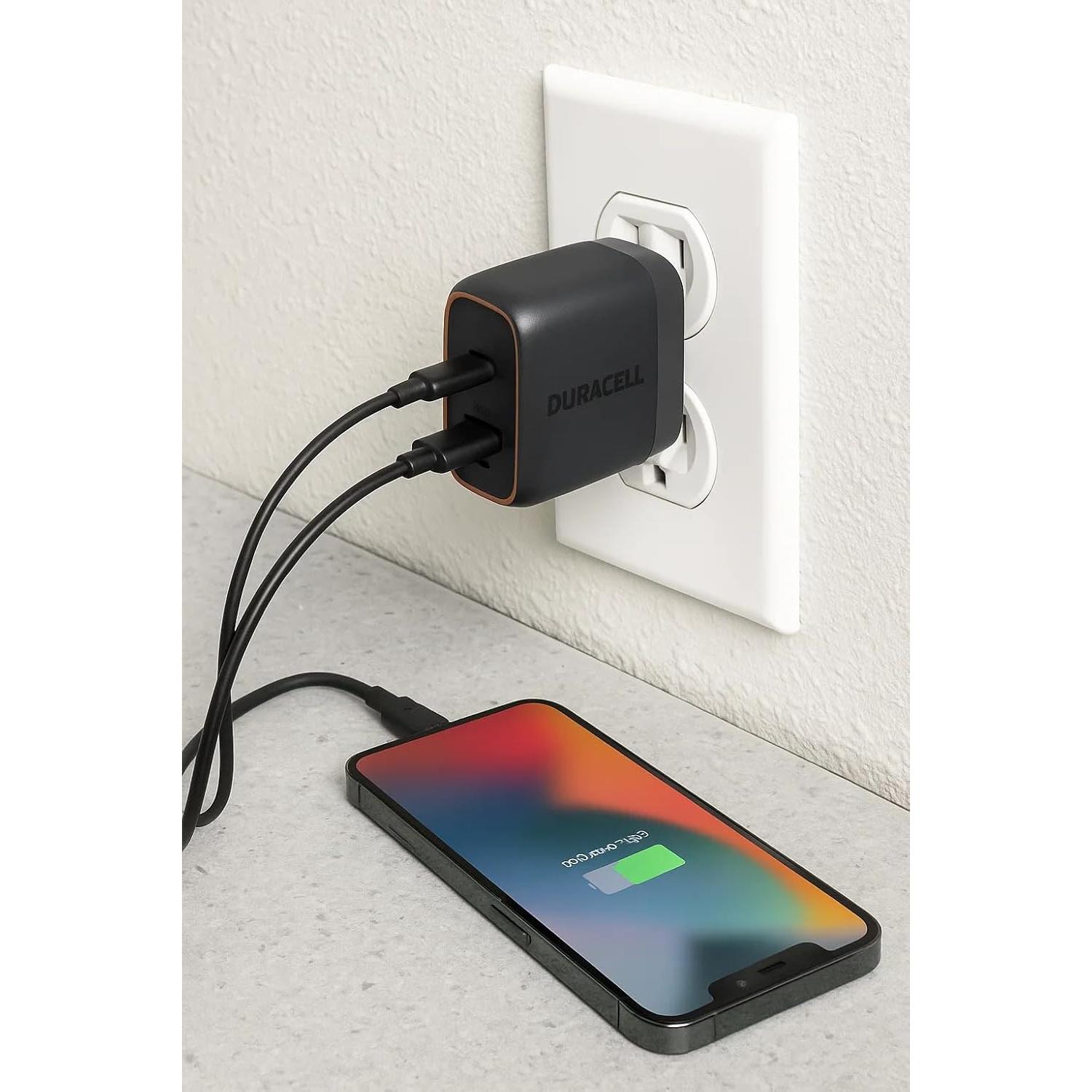 Cargador de Pared Plegable Duracell 38W USB-A y USB-C