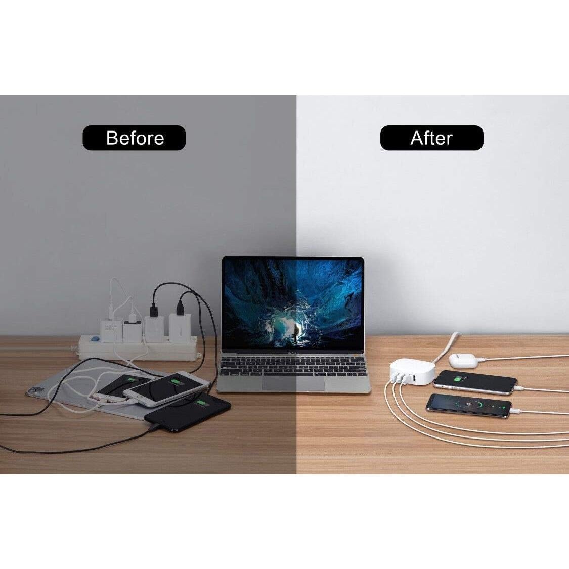 Estación de Carga USB 4 Puertos BULL 25W Compacta 1.83m