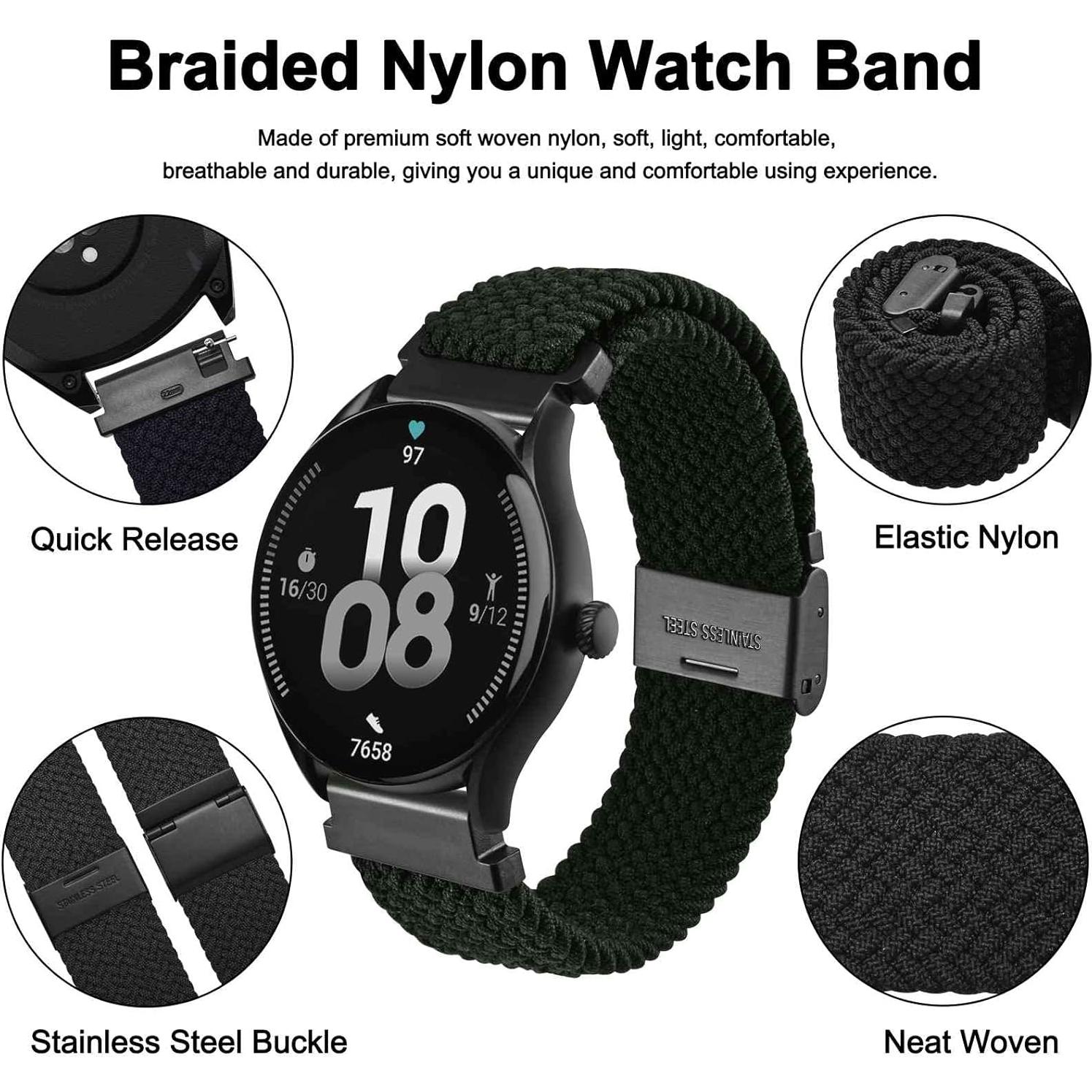 Correa de Reloj Nylon Tramada WOCCI 22mm Negro Ajustable