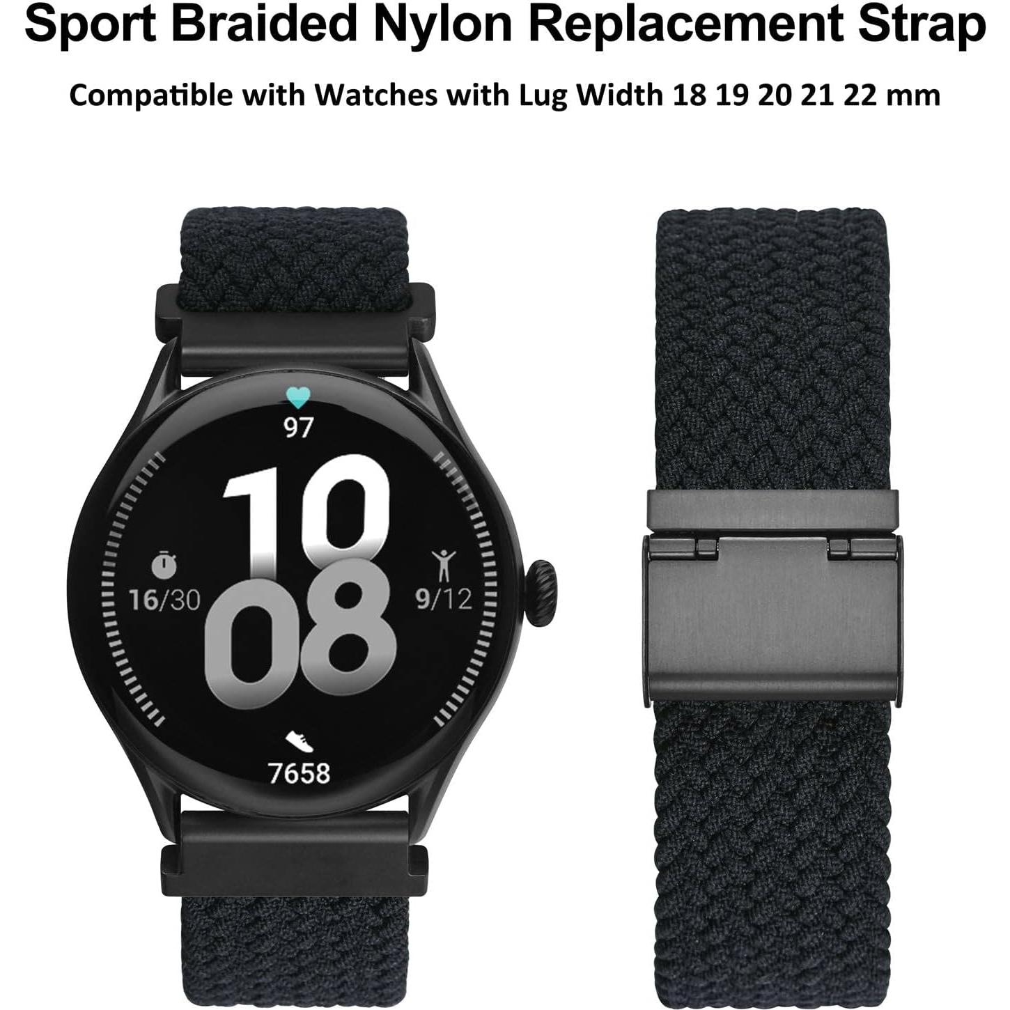 Correa de Reloj Nylon Tramada WOCCI 22mm Negro Ajustable