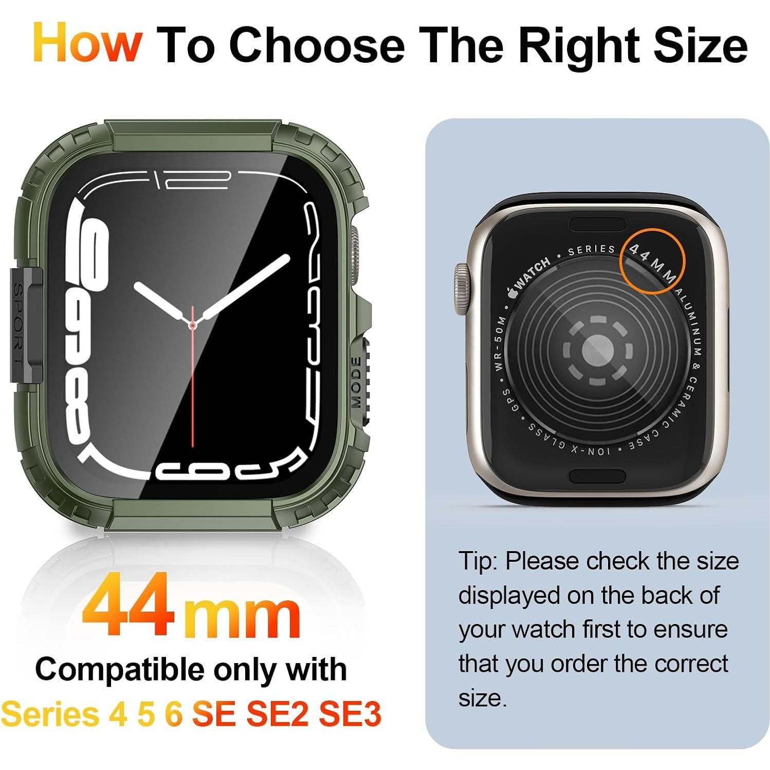 Funda Impermeable YIJDACASE para Apple Watch 44mm con Cristal Templado
