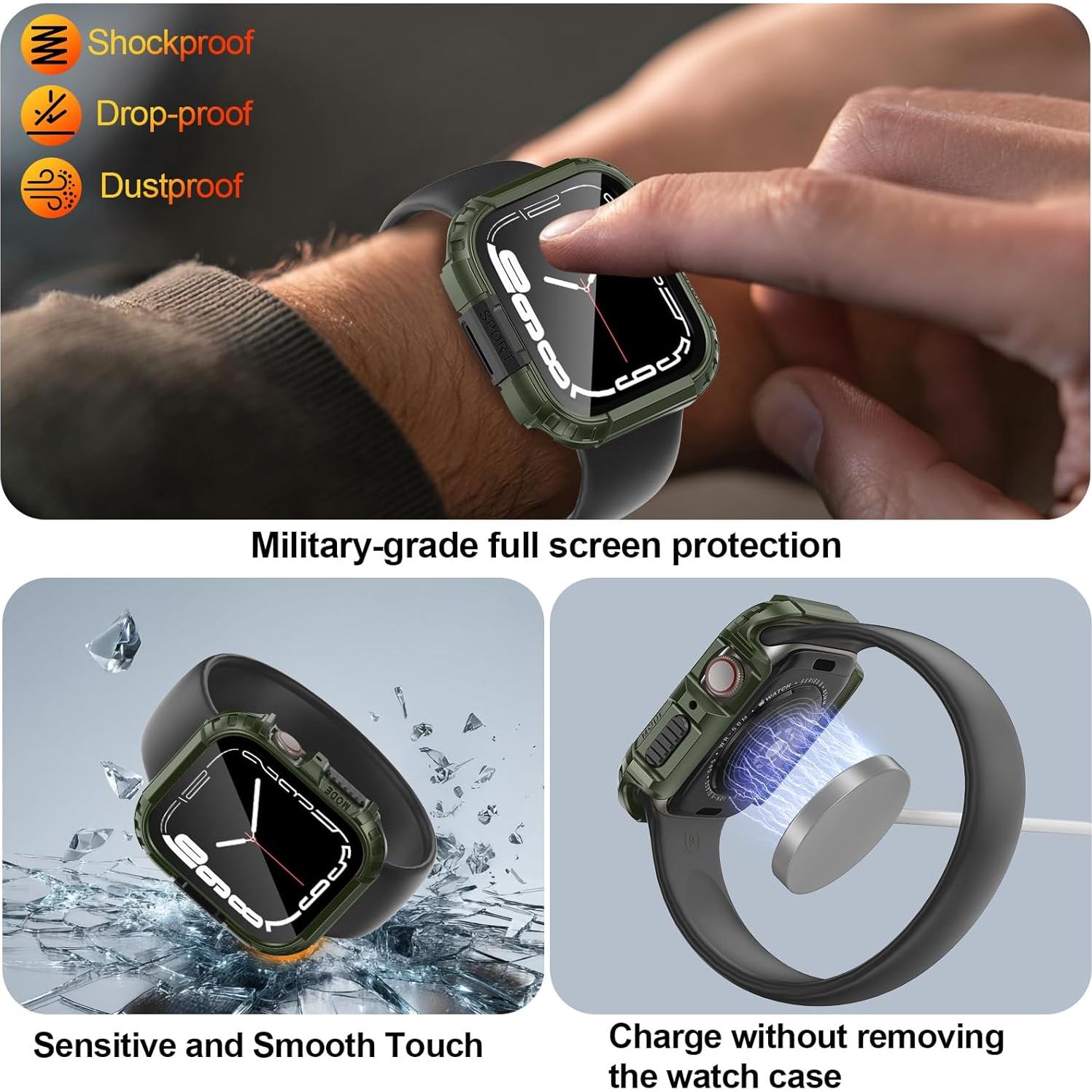 Funda Impermeable YIJDACASE para Apple Watch 44mm con Cristal Templado