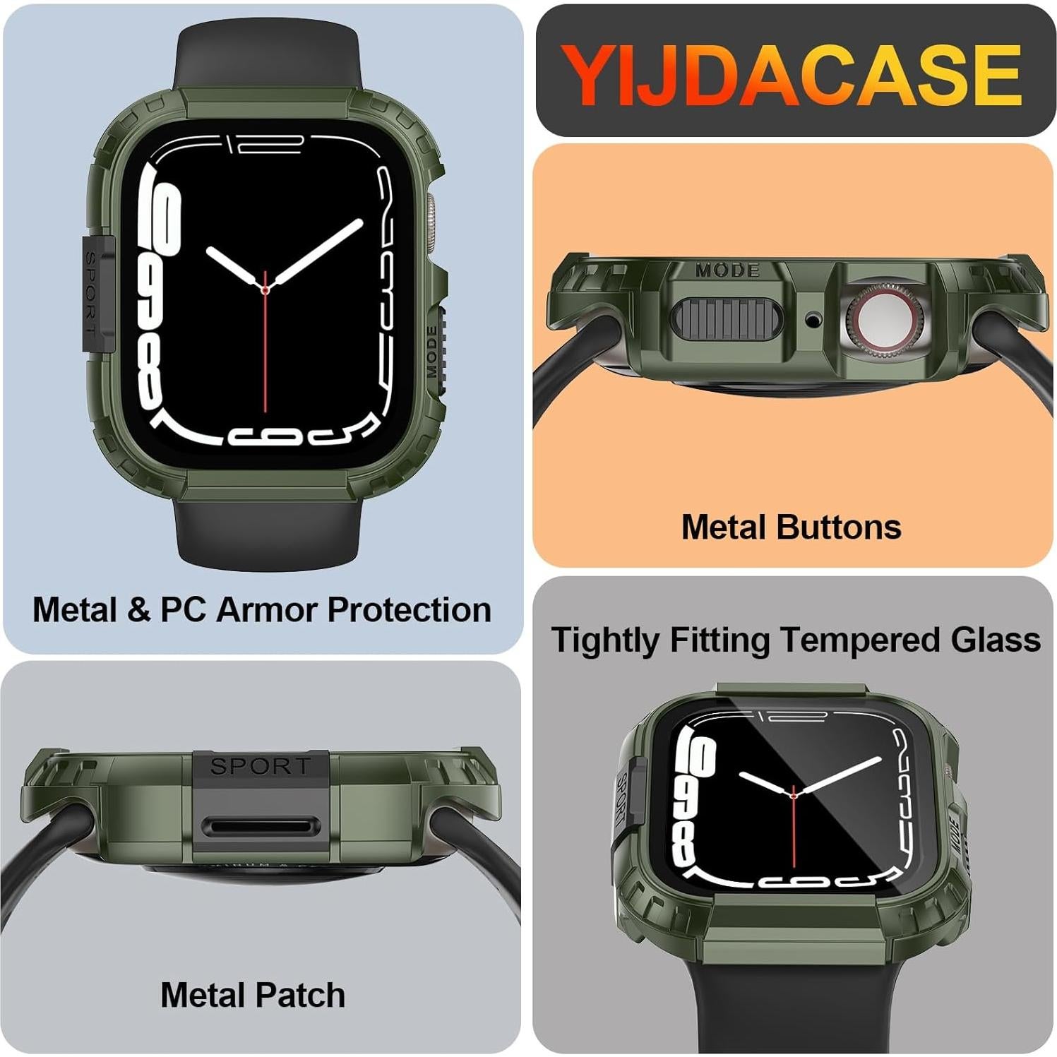 Funda Impermeable YIJDACASE para Apple Watch 44mm con Cristal Templado