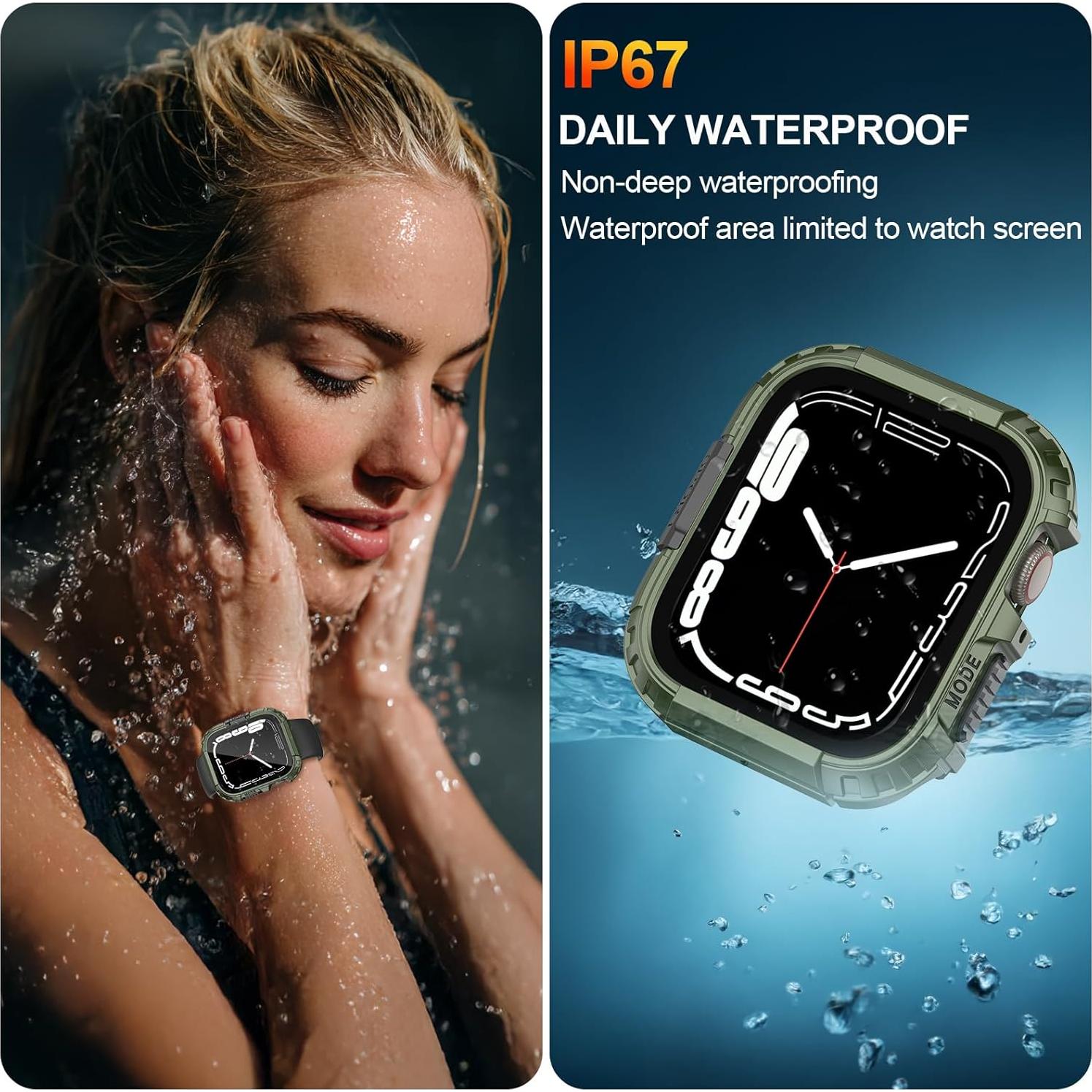 Funda Impermeable YIJDACASE para Apple Watch 44mm con Cristal Templado