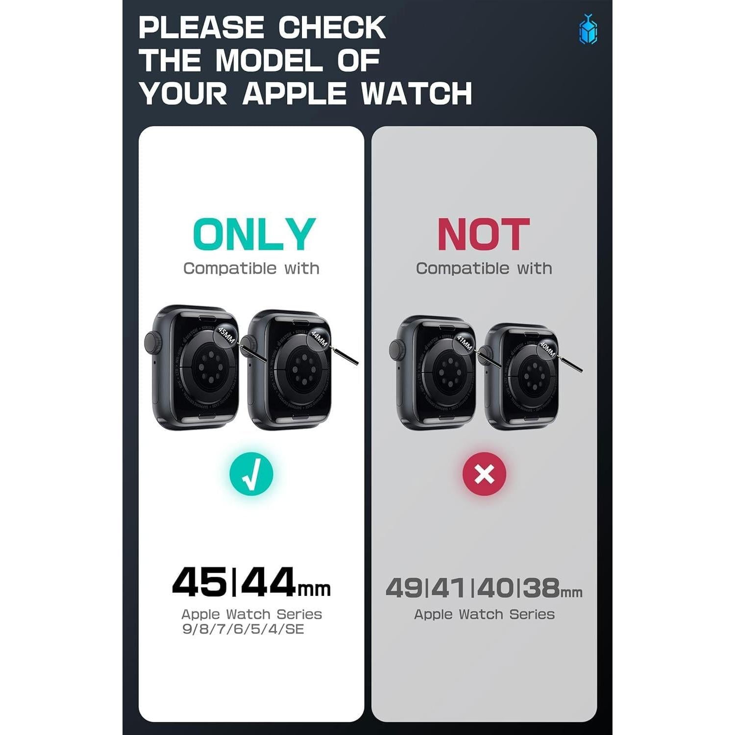 Funda SUPCASE para Apple Watch 9/8/7/6/SE/5/4 45mm Negro