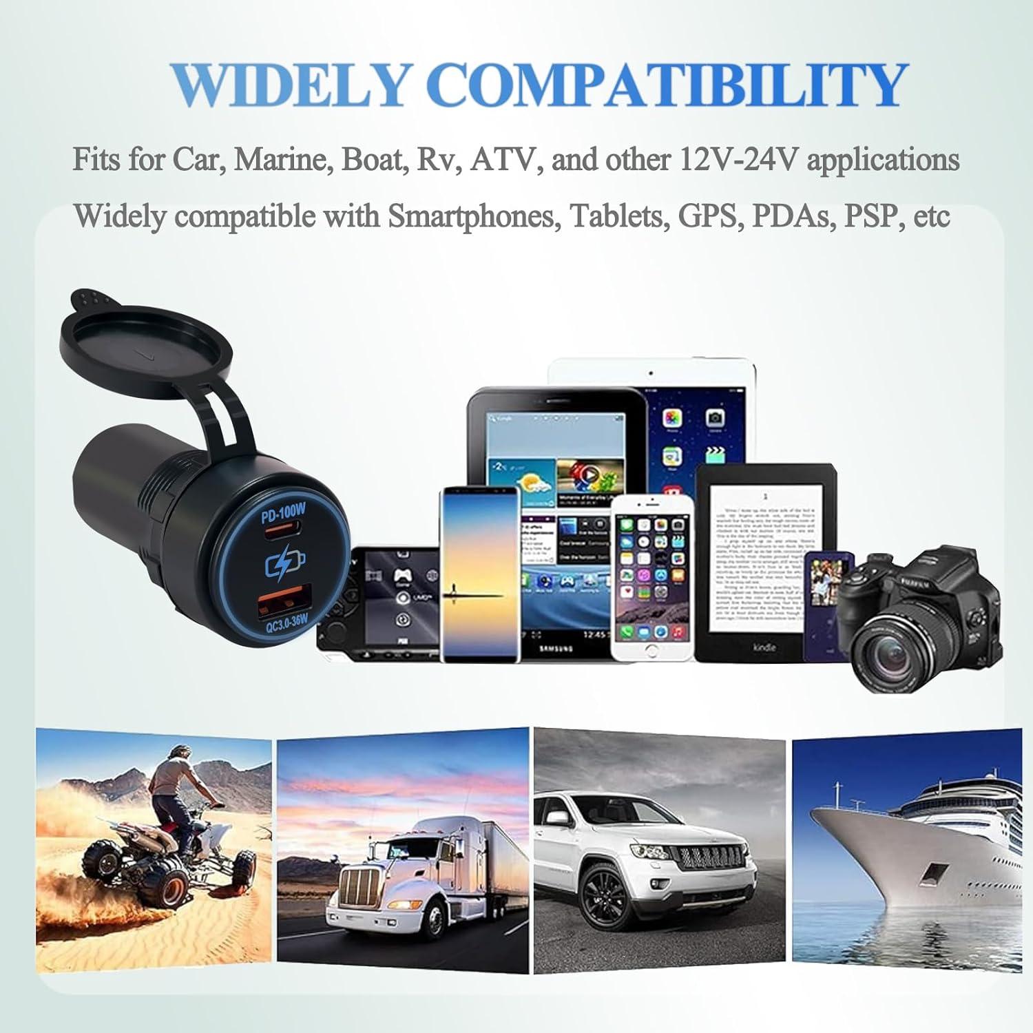 Cargador de coche USB dual 100W BANDC PD QC3.0 12V/24V