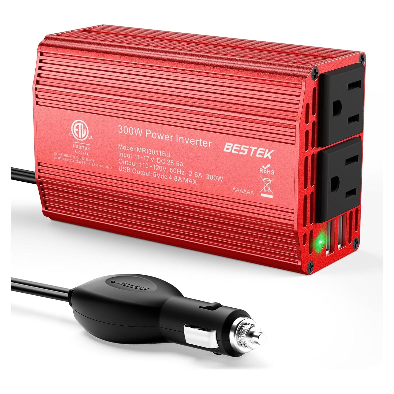Inversor de Potencia BESTEK 300W DC 12V a AC 110V con USB